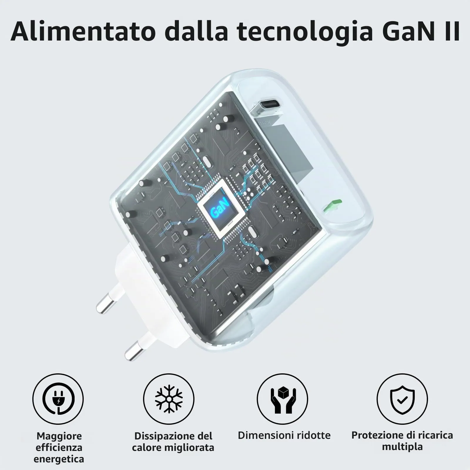 Kndaa Caricatore USB-C 65W GaN II PD3.0 PPS con Cavo Tipo C 2M - immagine 4