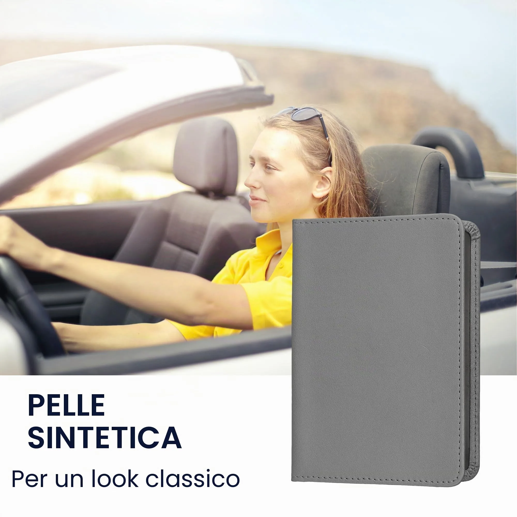 kwmobile Custodia in pelle PU per Libretto di Circolazione e Patente, antracite - immagine 2