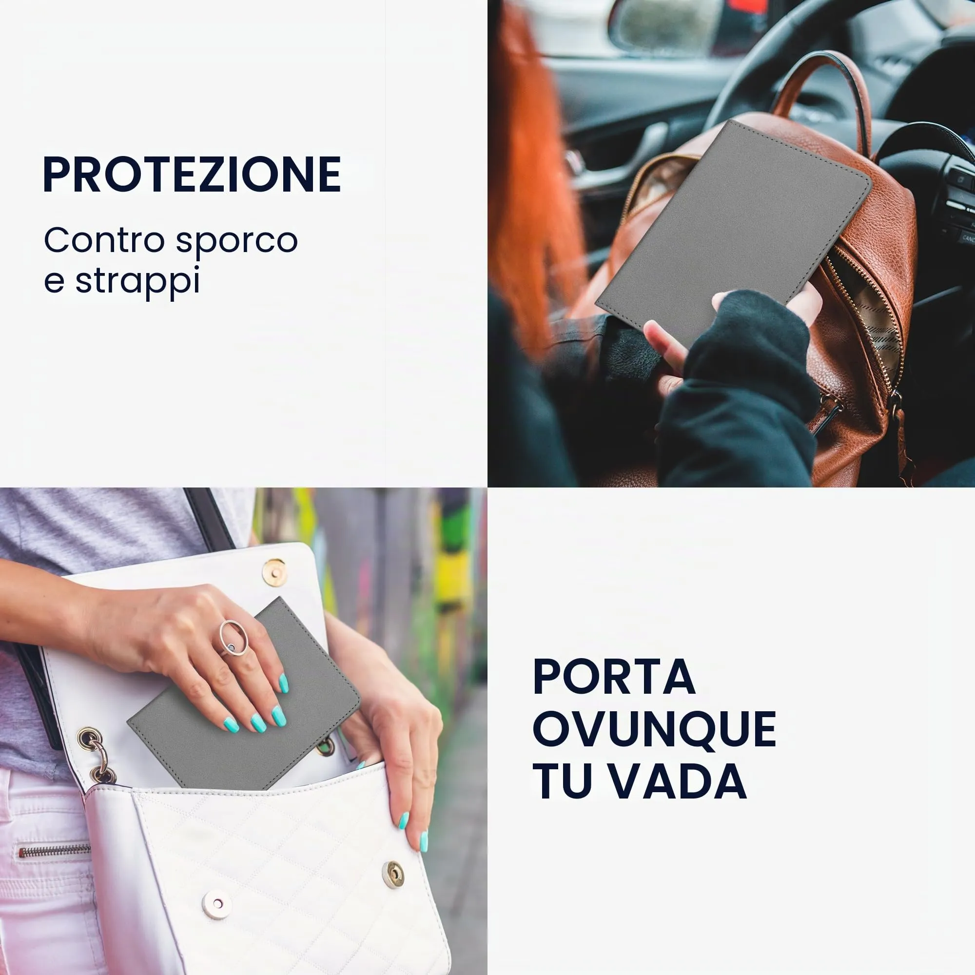 kwmobile Custodia in pelle PU per Libretto di Circolazione e Patente, antracite - immagine 4