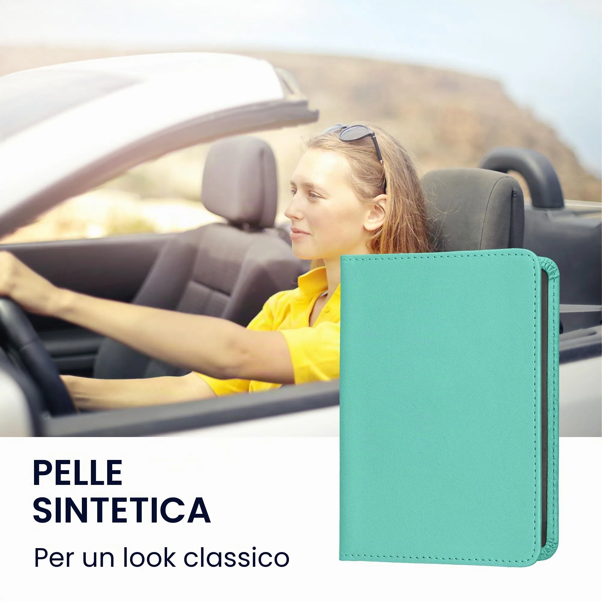 kwmobile Custodia in pelle PU per Libretto di Circolazione e Patente, Menta - immagine 2