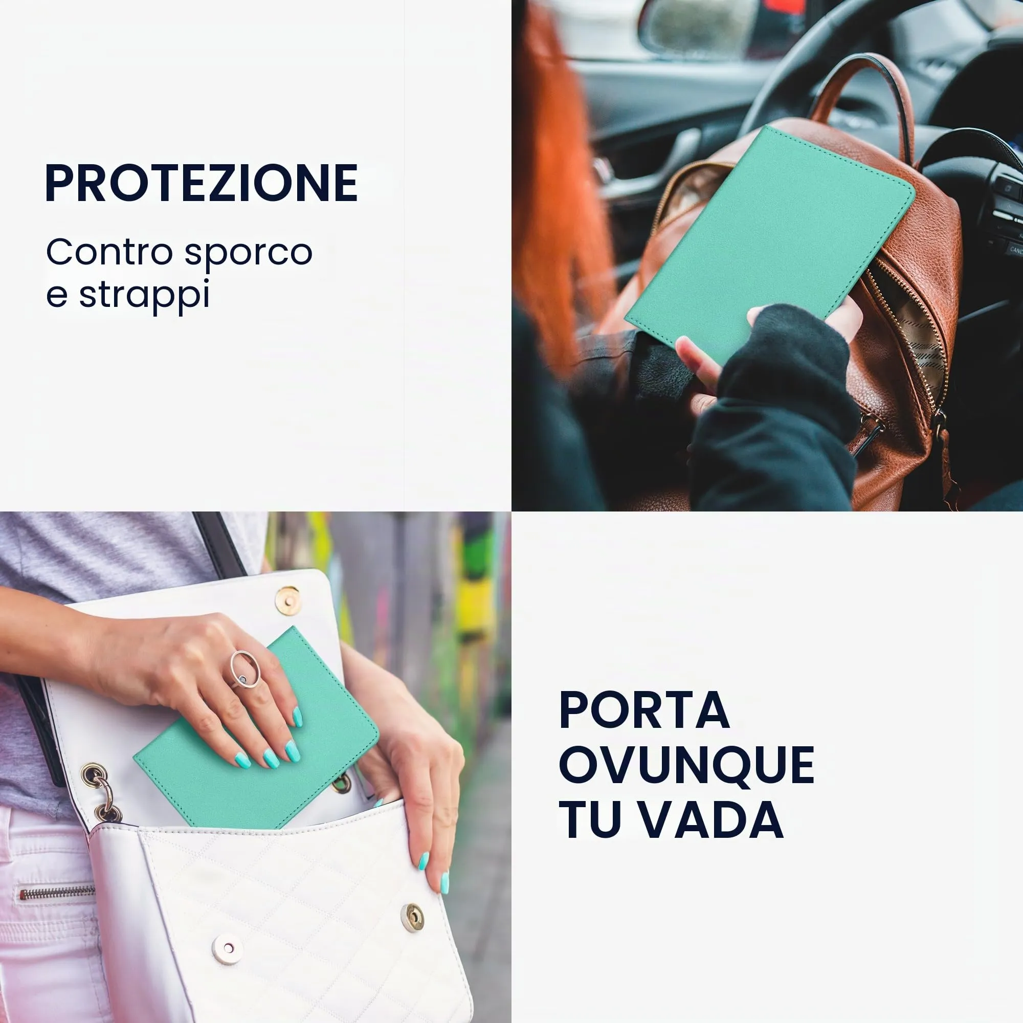 kwmobile Custodia in pelle PU per Libretto di Circolazione e Patente, Menta - immagine 4
