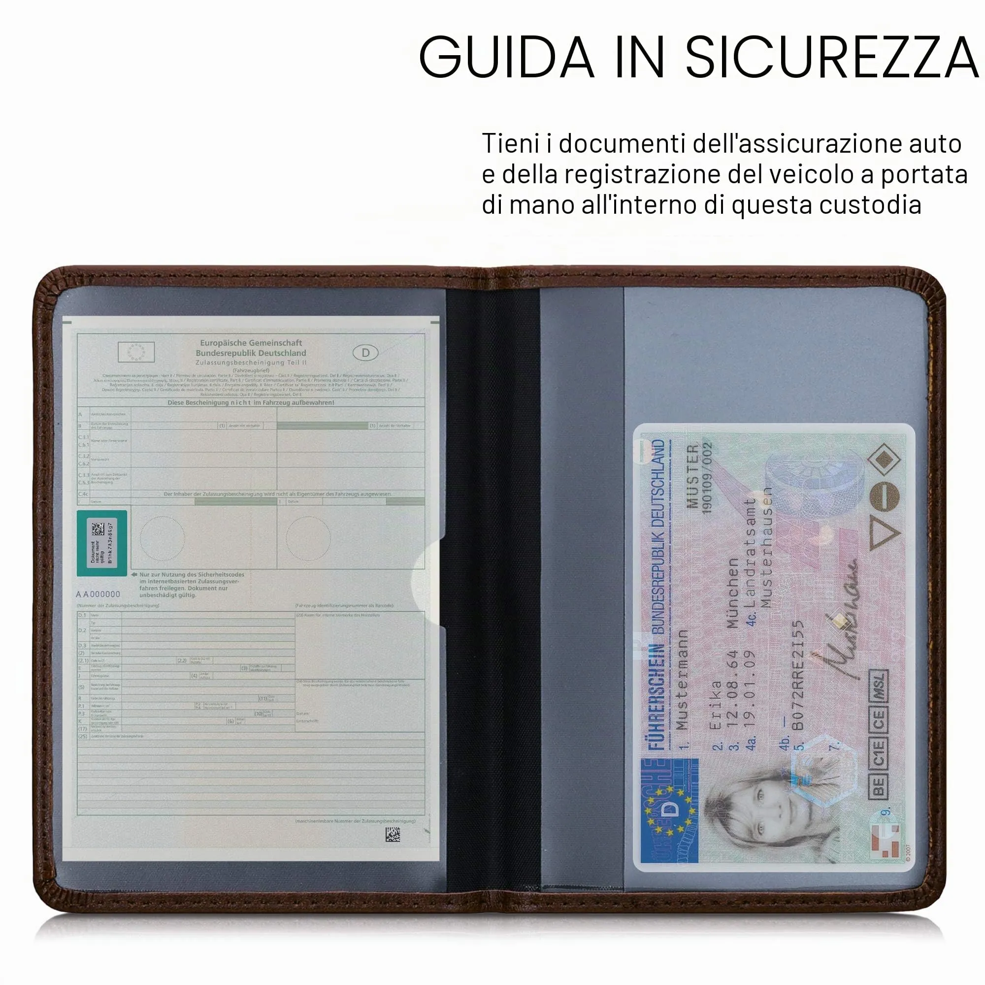 kwmobile Custodia in pelle PU per Libretto di Circolazione e Patente, marrone scuro - immagine 3