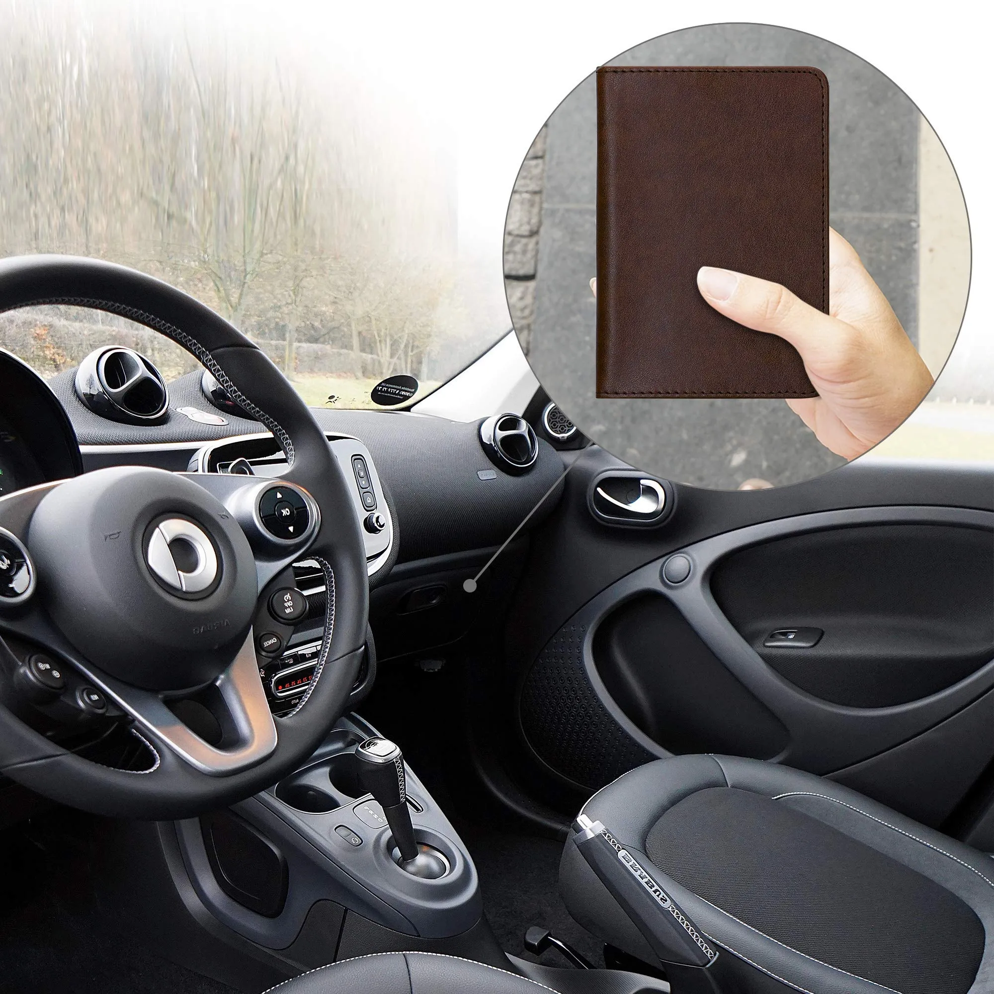 kwmobile Custodia in pelle PU per Libretto di Circolazione e Patente, marrone scuro - immagine 4