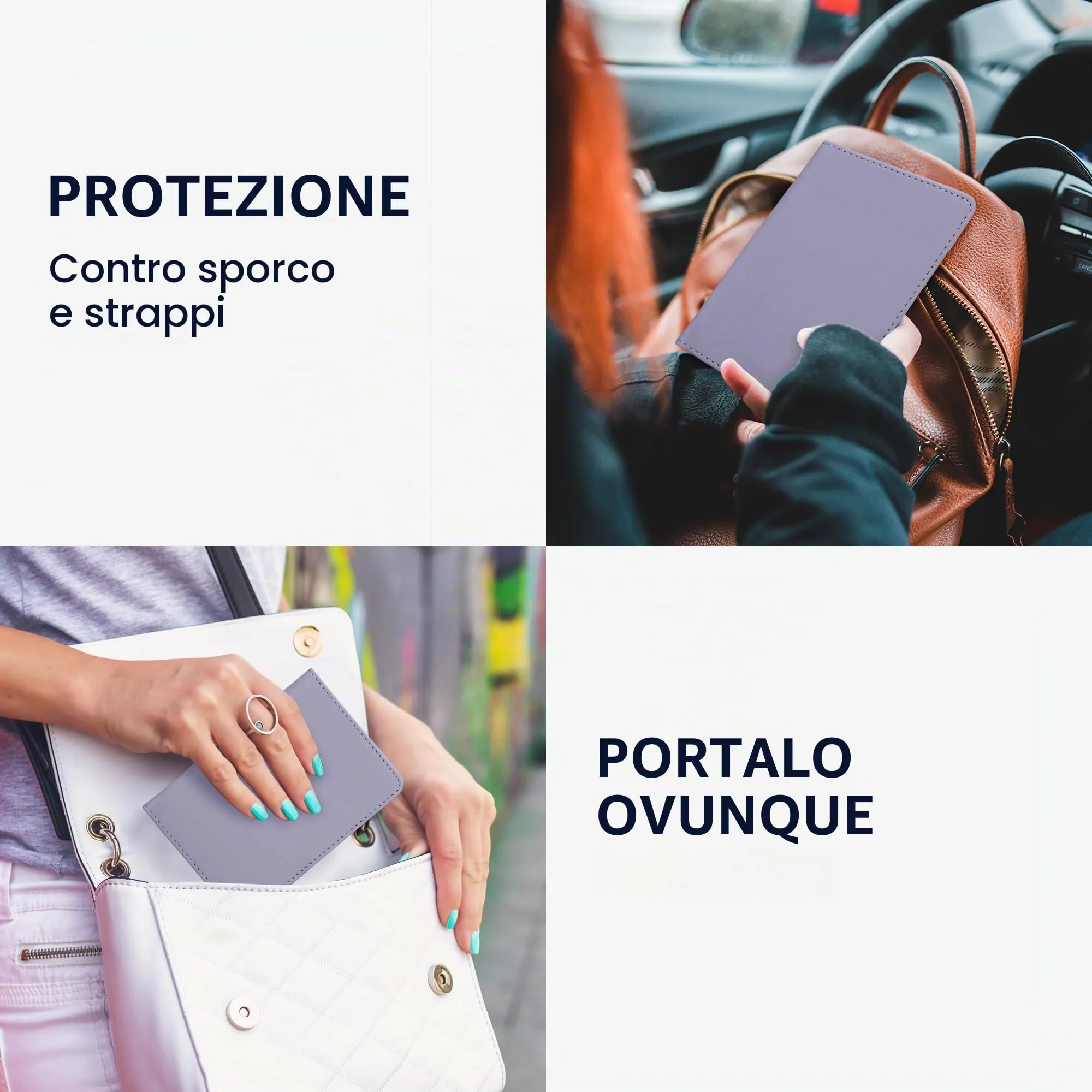 kwmobile Custodia in pelle PU per Libretto di Circolazione e Patente, Lavanda Pastello - immagine 4