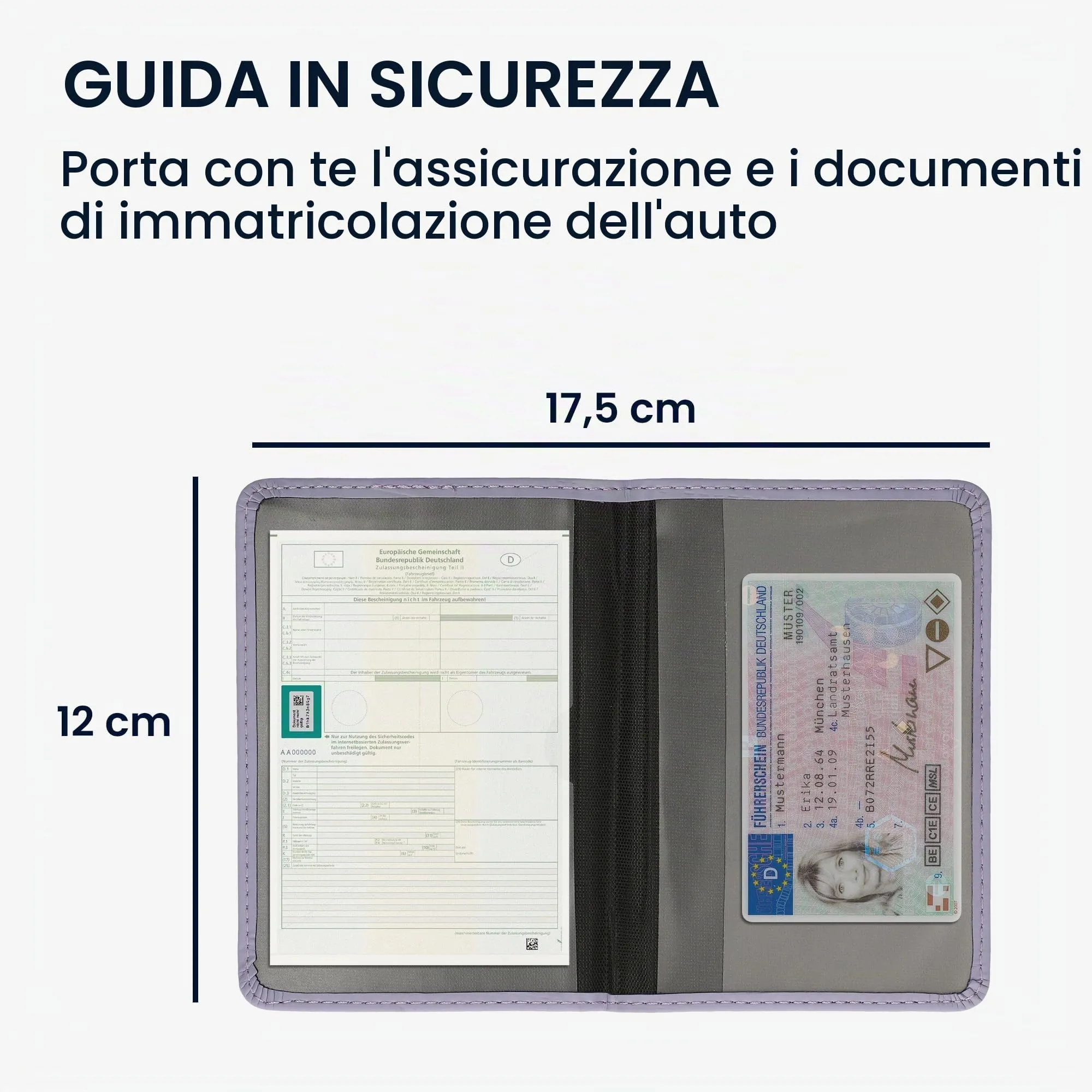 kwmobile Custodia in pelle PU per Libretto di Circolazione e Patente, Lavanda Pastello - immagine 5