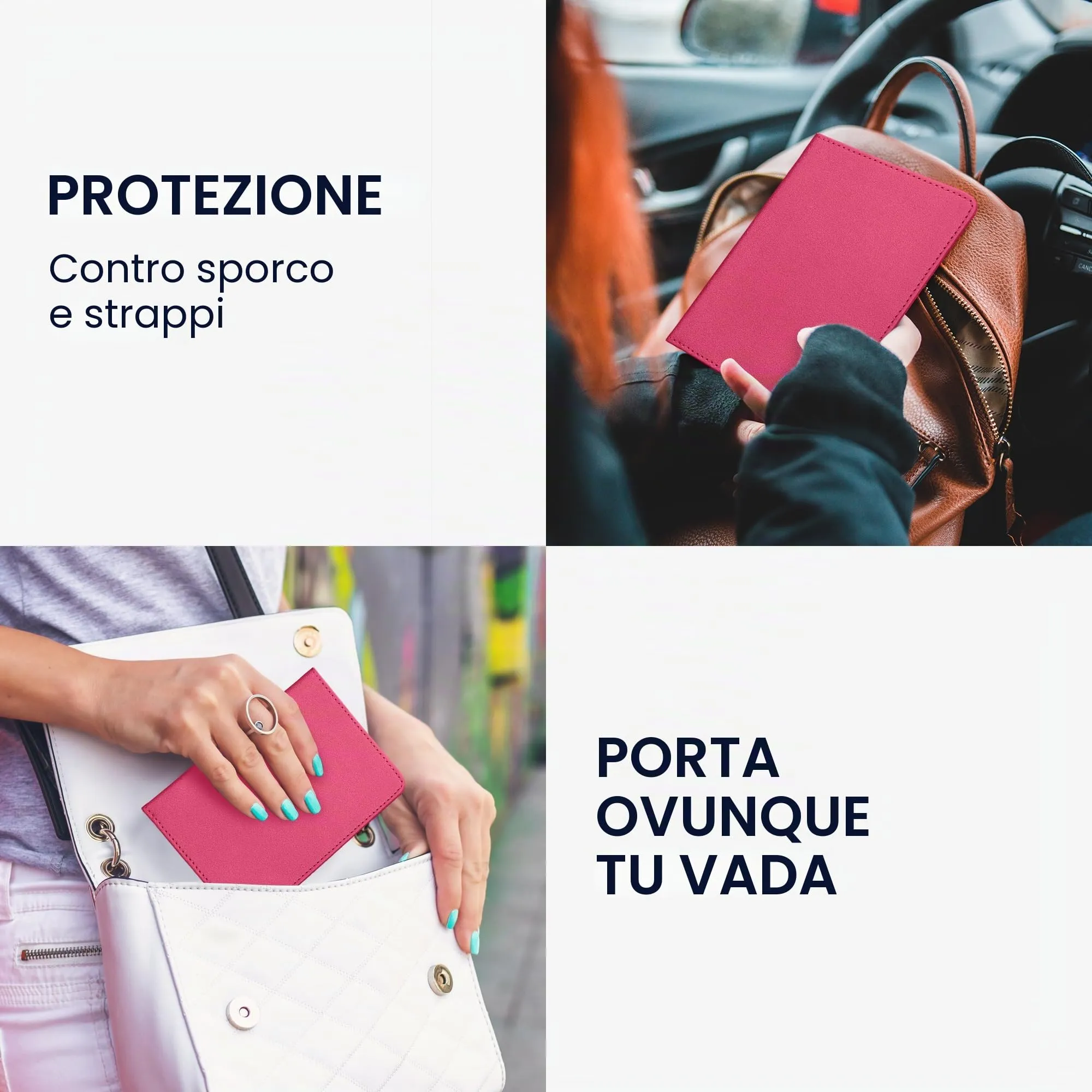 kwmobile Custodia in pelle PU per Libretto Circolazione Auto e Patente, Fucsia - immagine 5