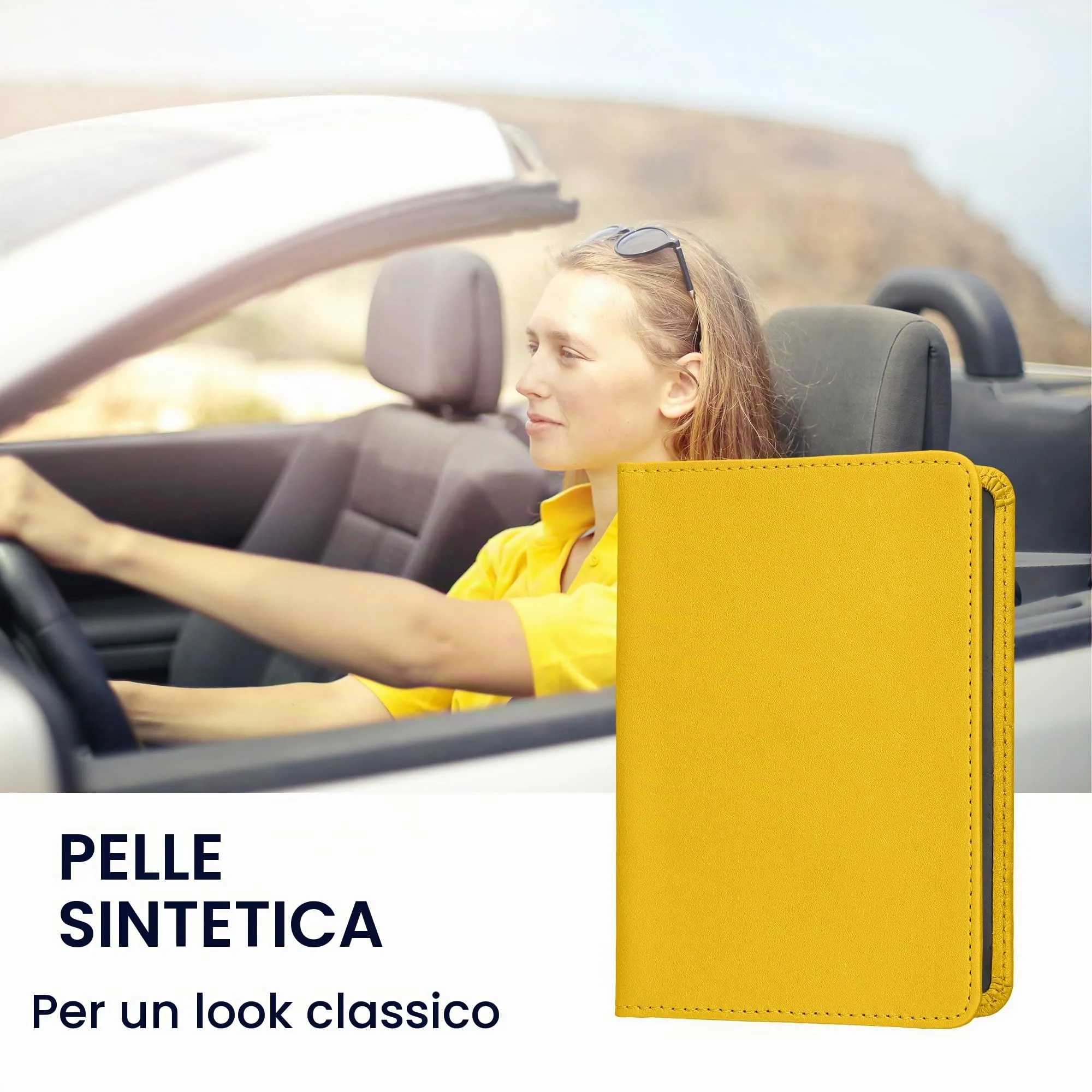kwmobile Custodia in pelle PU per Libretto di Circolazione e Patente, Giallo - immagine 2