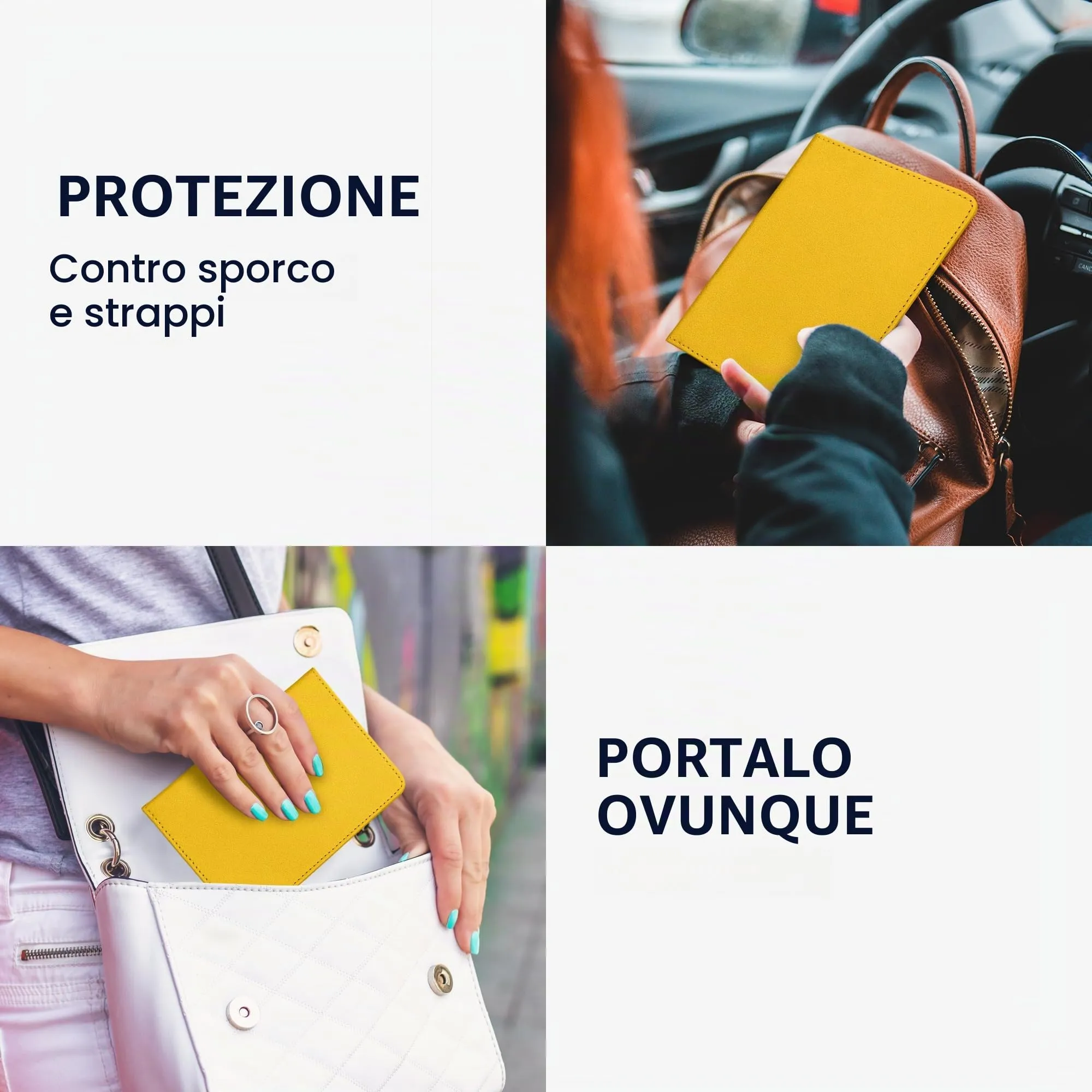 kwmobile Custodia in pelle PU per Libretto di Circolazione e Patente, Giallo - immagine 4