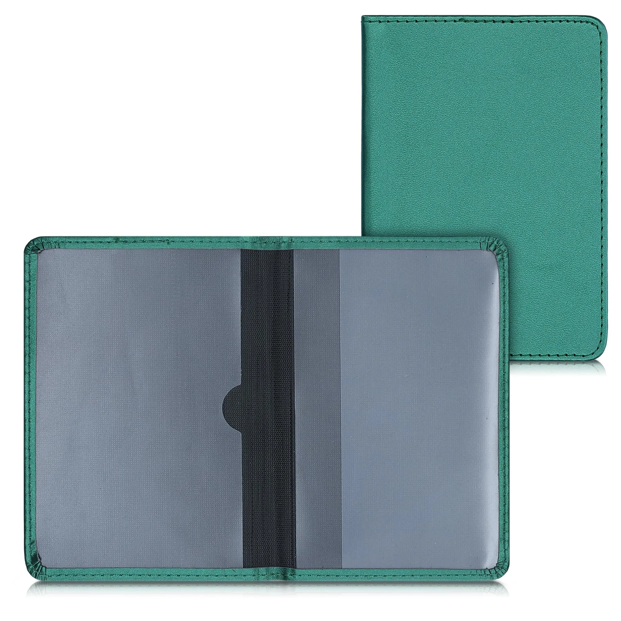 kwmobile Custodia in pelle PU per Libretto di Circolazione e Patente, Verde Scuro - immagine 1