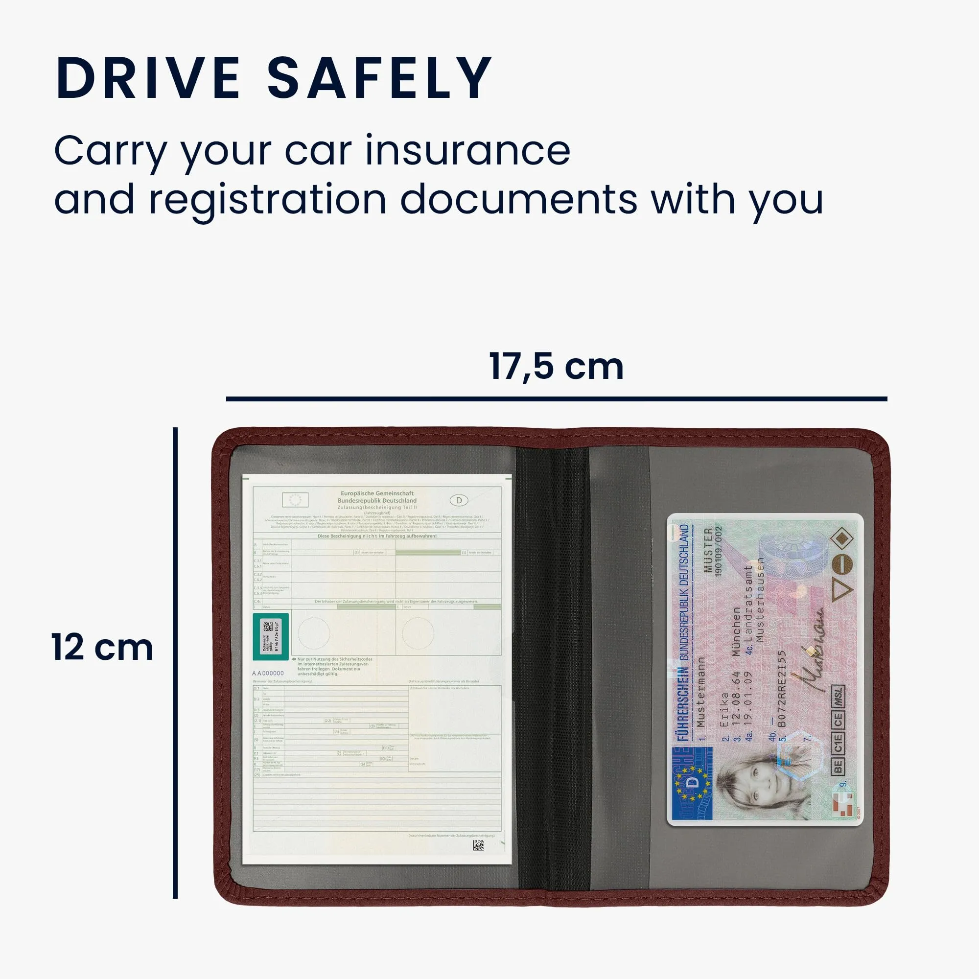 kwmobile Custodia in pelle PU per Libretto Circolazione Auto e Patente, mora - immagine 5