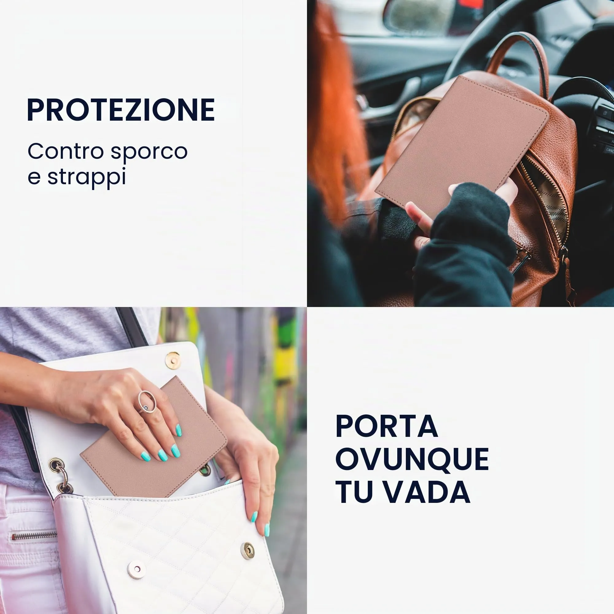 kwmobile Custodia in pelle PU per Libretto di Circolazione e Patente, Oro Rosa - immagine 4