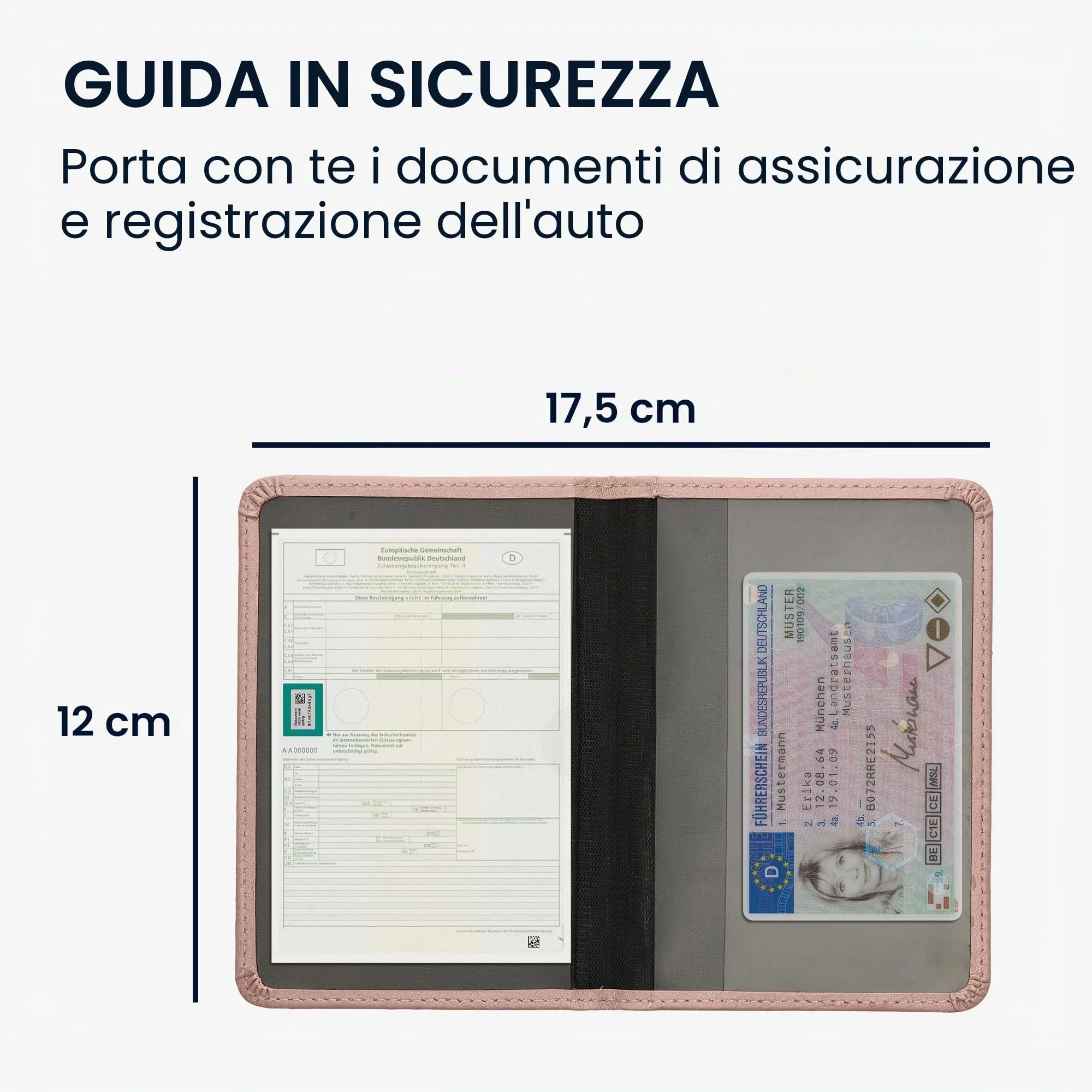 kwmobile Custodia in pelle PU per Libretto di Circolazione e Patente, Oro Rosa - immagine 5