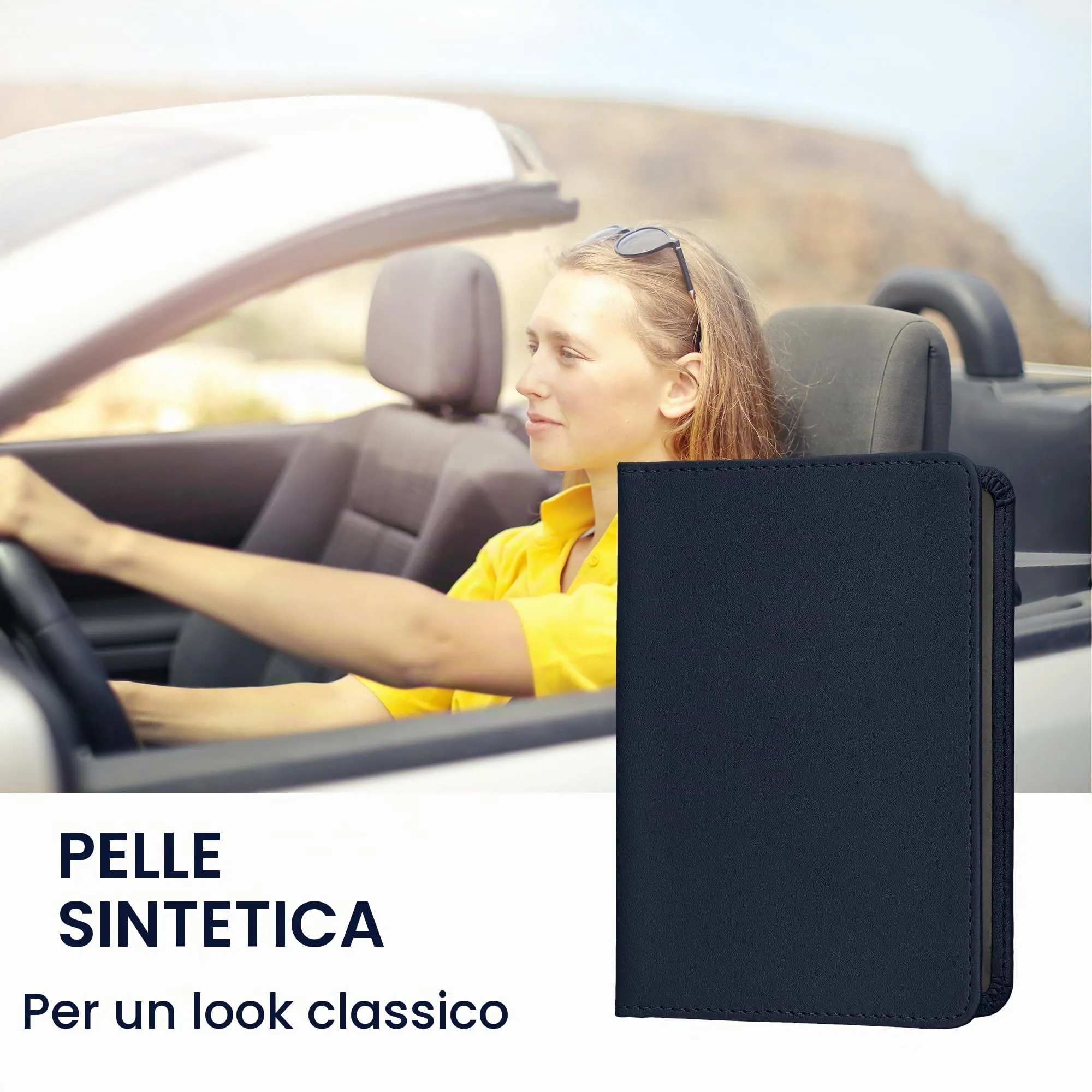 kwmobile Custodia in pelle PU per Libretto di Circolazione e Patente, Blu Scuro - immagine 2
