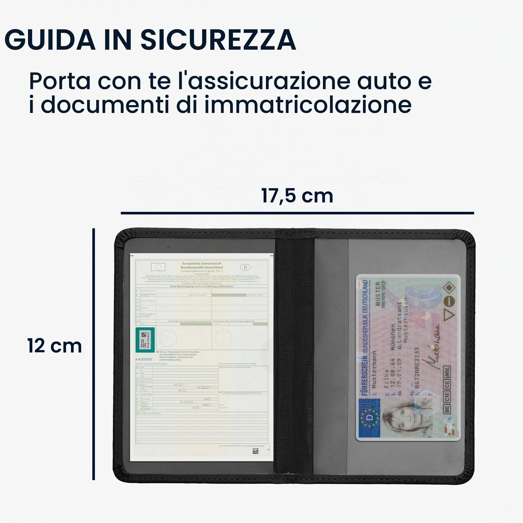 kwmobile Custodia in pelle PU per Libretto di Circolazione e Patente, nero - immagine 5