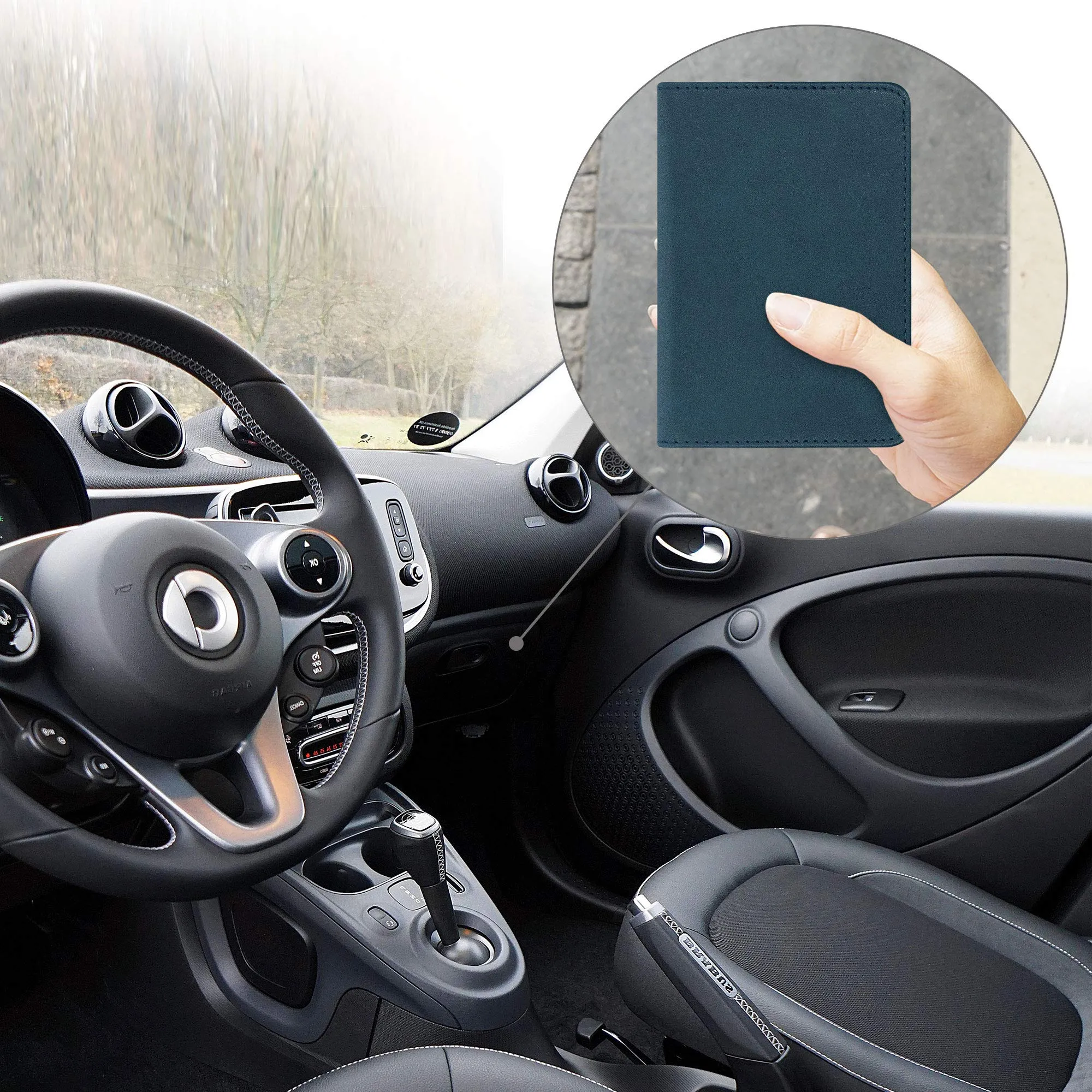 kwmobile Custodia in pelle PU per Libretto di Circolazione e Patente, Petrolio - immagine 4