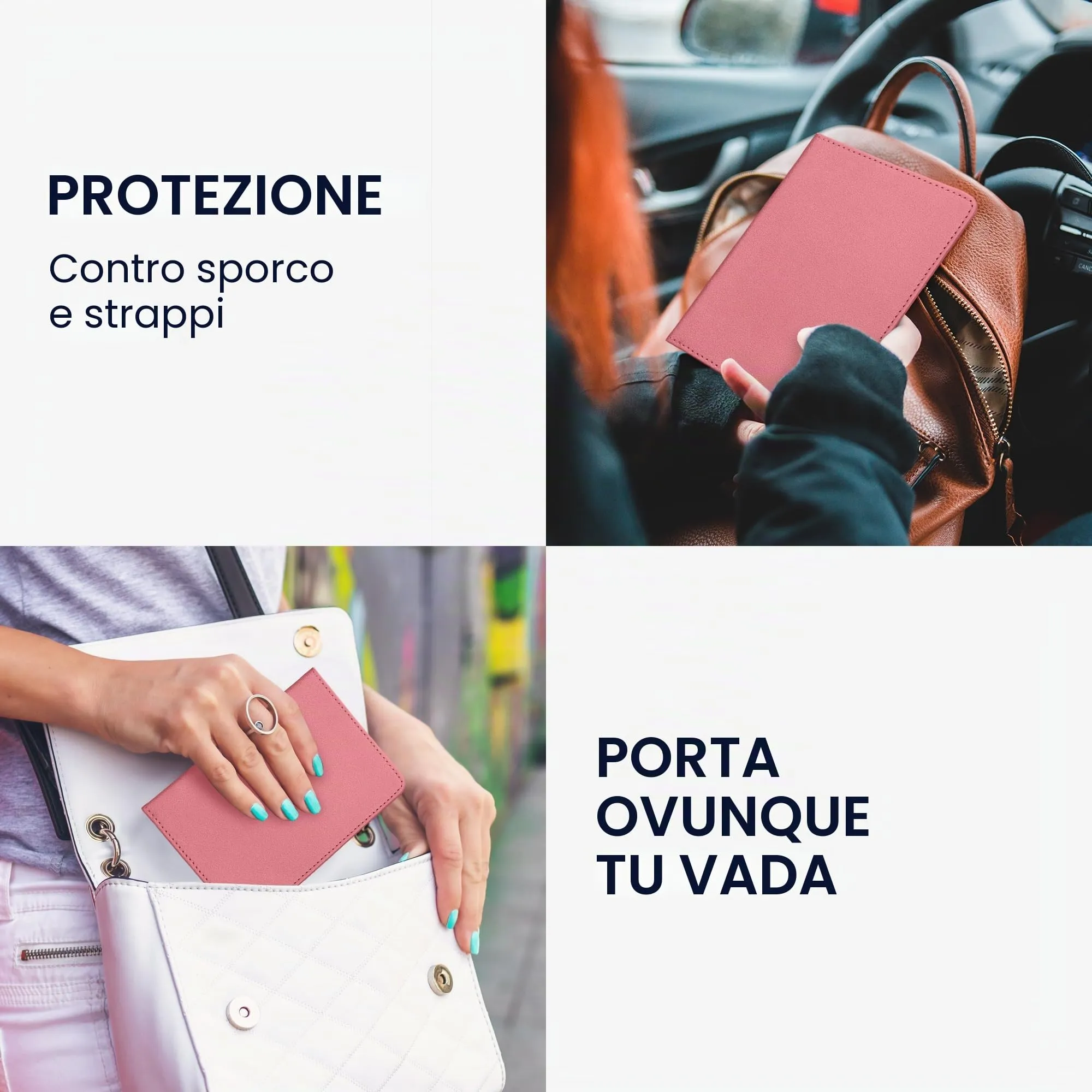 kwmobile Custodia in pelle PU per Libretto di Circolazione e Patente, rosa antico - immagine 4