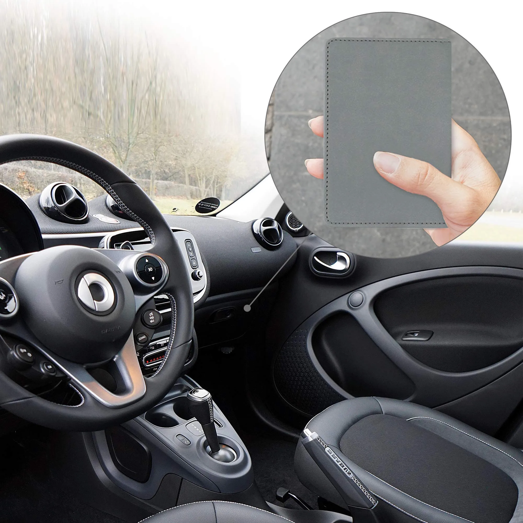 kwmobile Custodia in pelle PU per Libretto Circolazione Auto e Patente, grigio chiaro - immagine 4