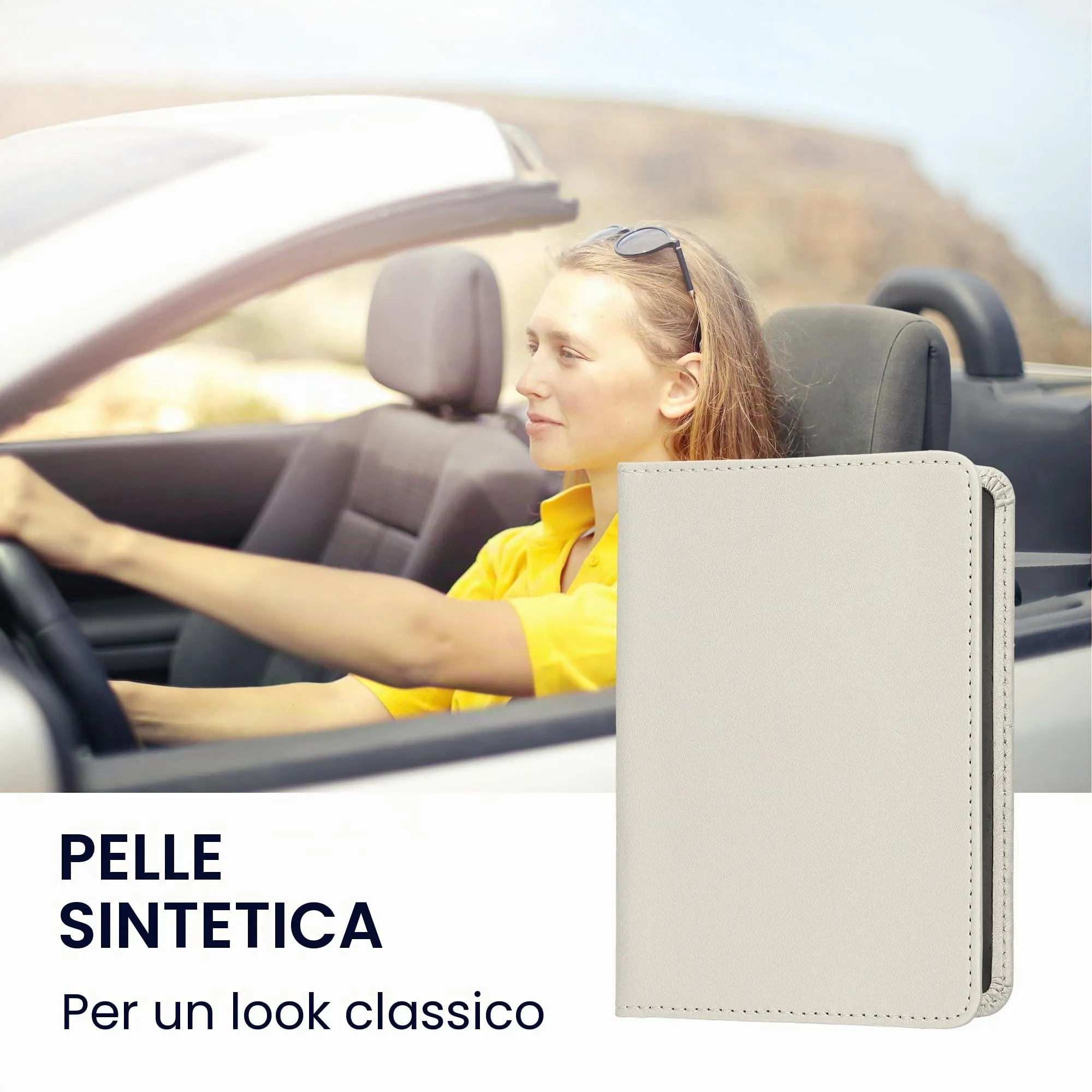 kwmobile Custodia in pelle PU per Libretto di Circolazione e Patente, Bianco - immagine 2