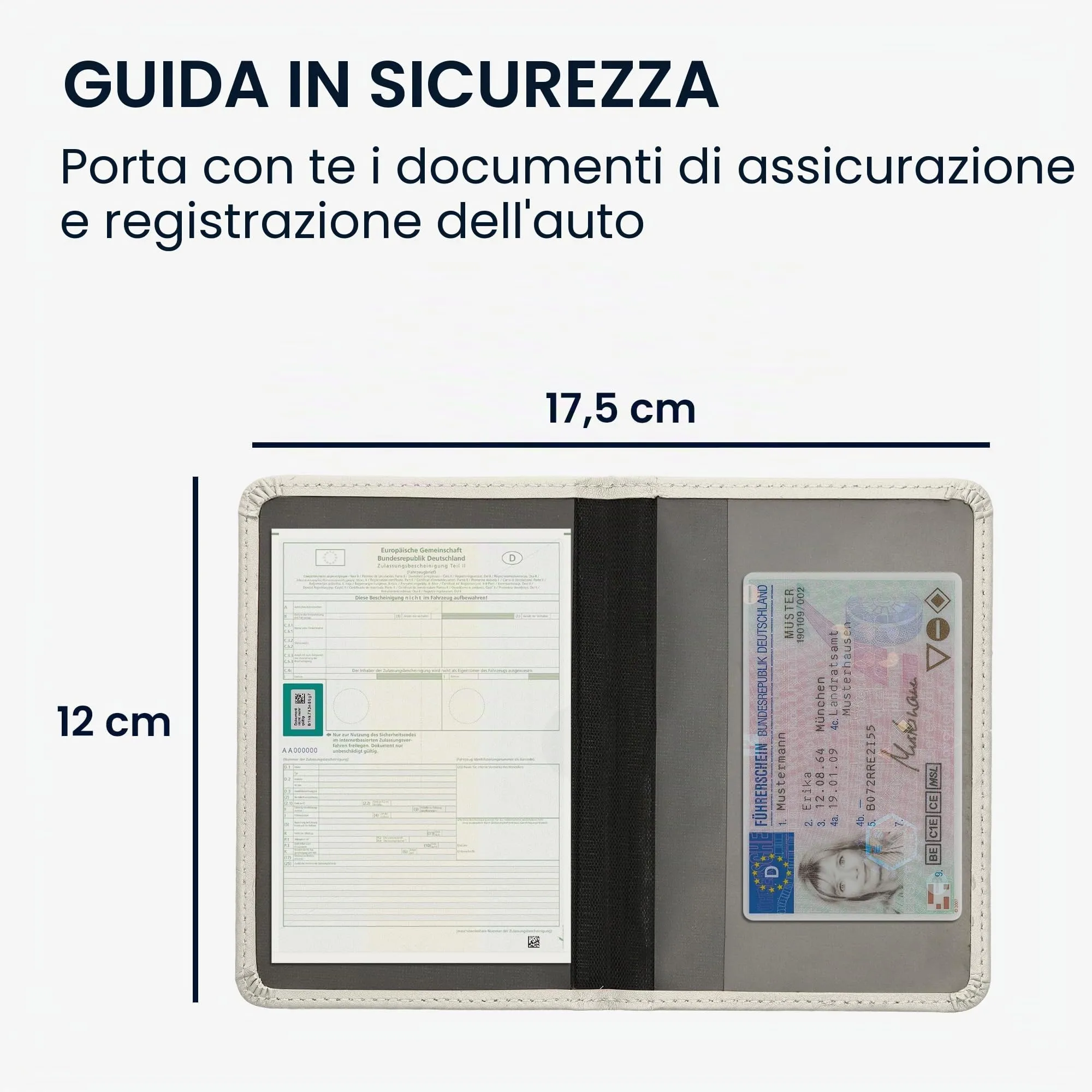 kwmobile Custodia in pelle PU per Libretto di Circolazione e Patente, Bianco - immagine 5