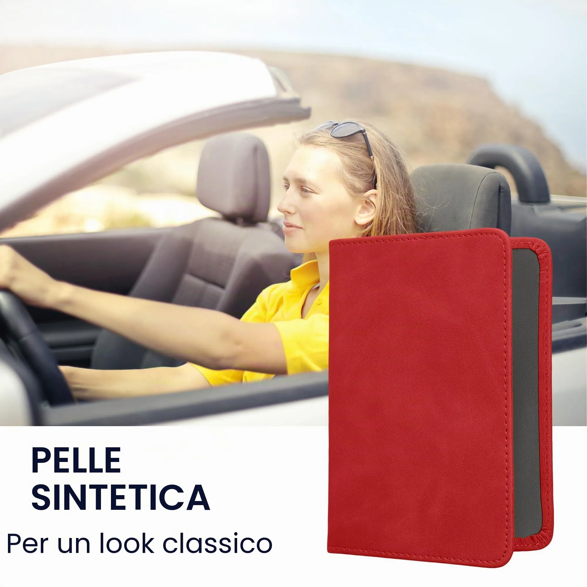kwmobile Custodia in pelle PU per Libretto di Circolazione e Patente, rosso - immagine 2