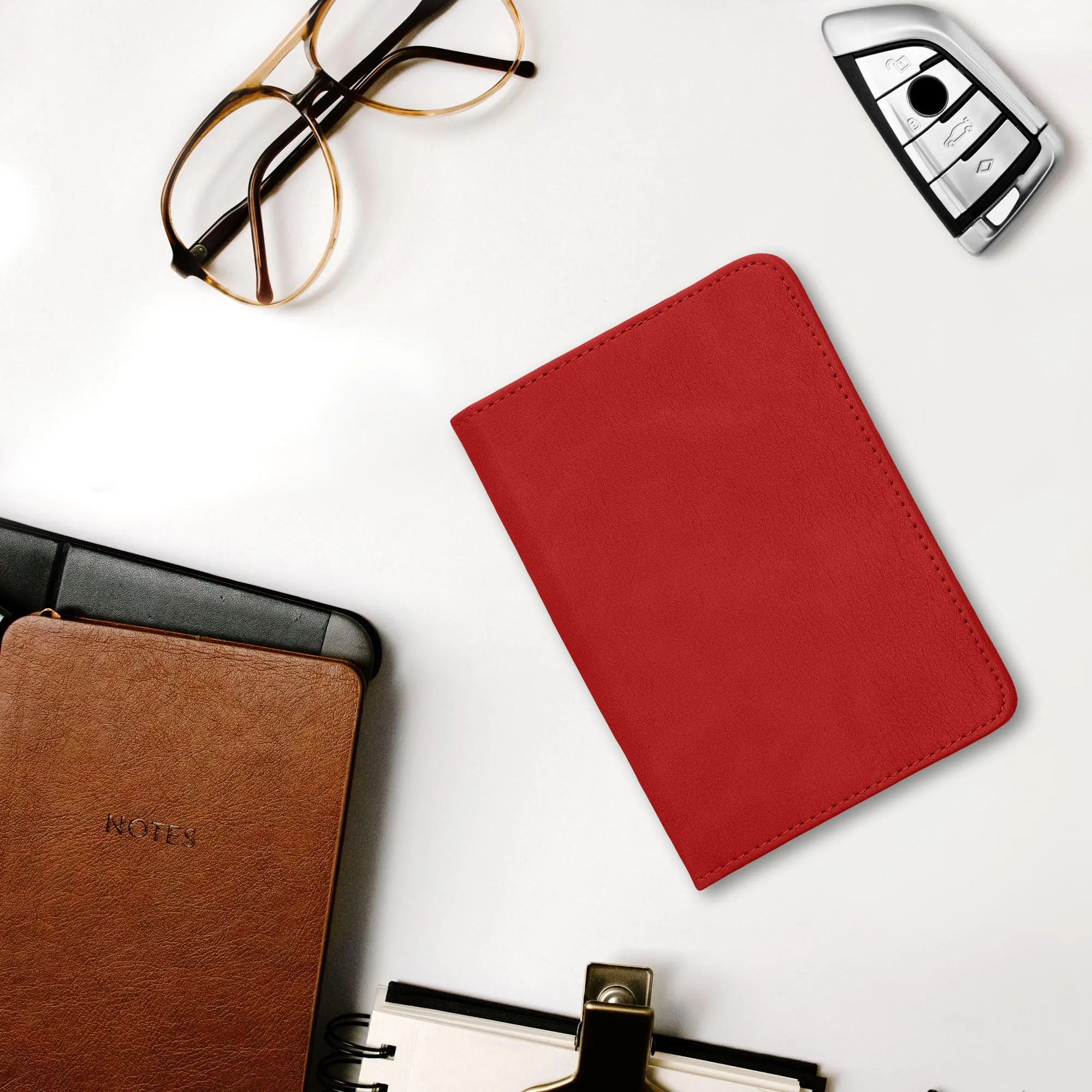 kwmobile Custodia in pelle PU per Libretto di Circolazione e Patente, rosso - immagine 3