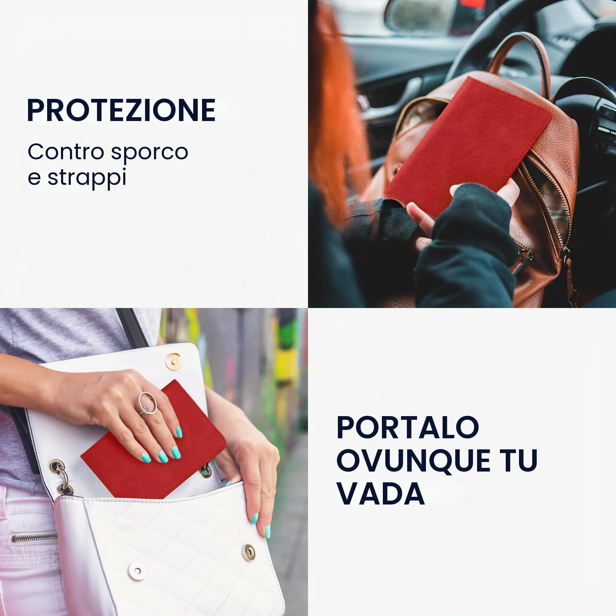 kwmobile Custodia in pelle PU per Libretto di Circolazione e Patente, rosso - immagine 4