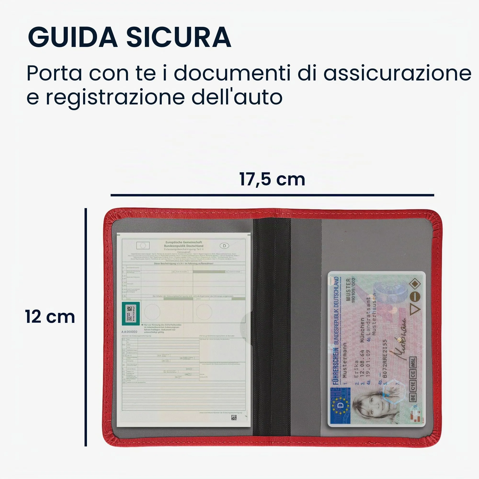 kwmobile Custodia in pelle PU per Libretto di Circolazione e Patente, rosso - immagine 5