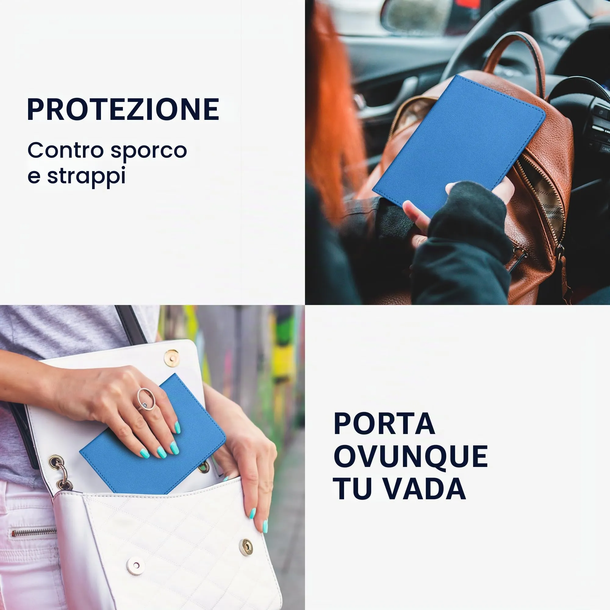 kwmobile Custodia in pelle PU per Libretto di Circolazione e Patente, blu - immagine 4