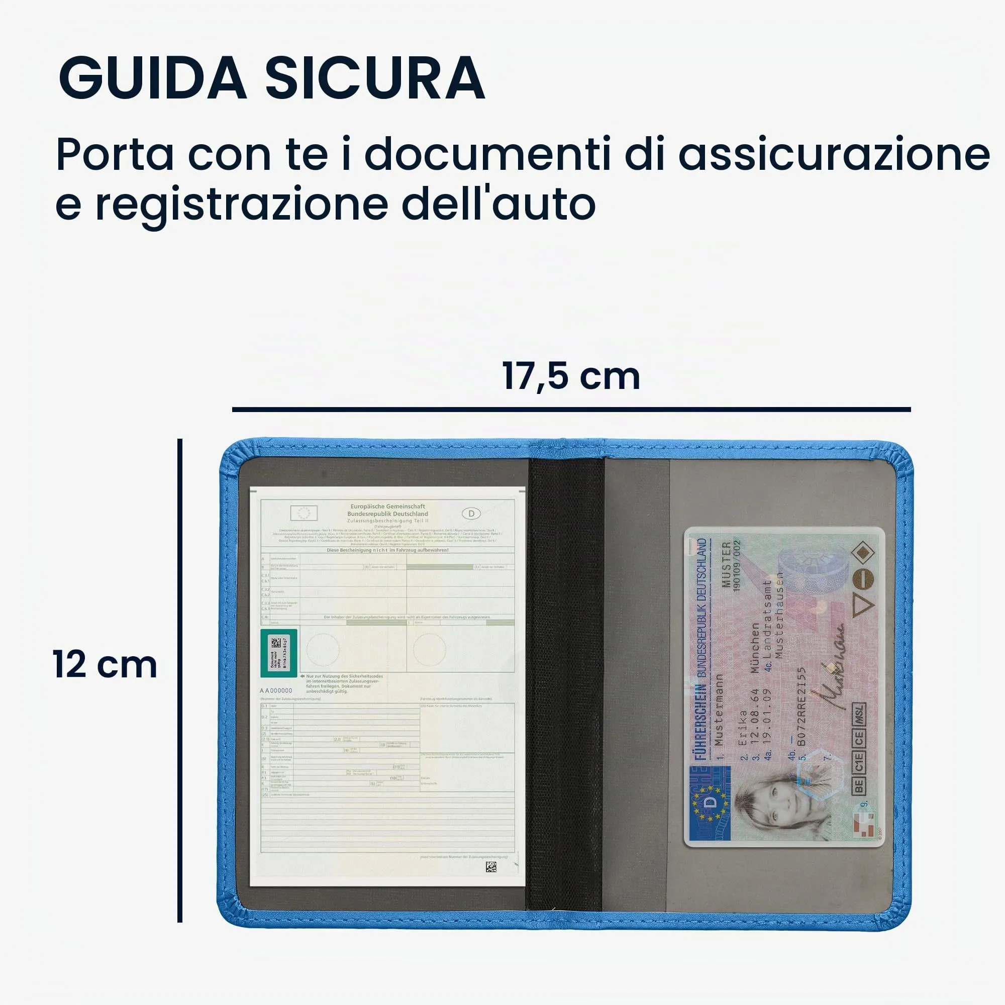 kwmobile Custodia in pelle PU per Libretto di Circolazione e Patente, blu - immagine 5