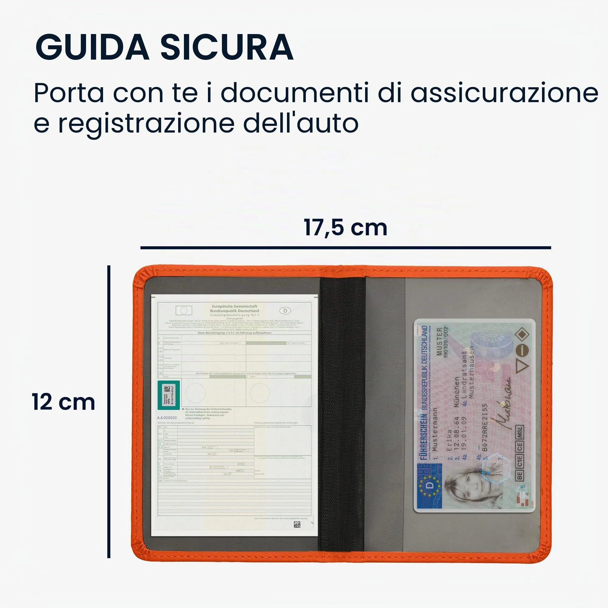 kwmobile Custodia in pelle PU per Libretto di Circolazione e Patente, Arancione - immagine 5