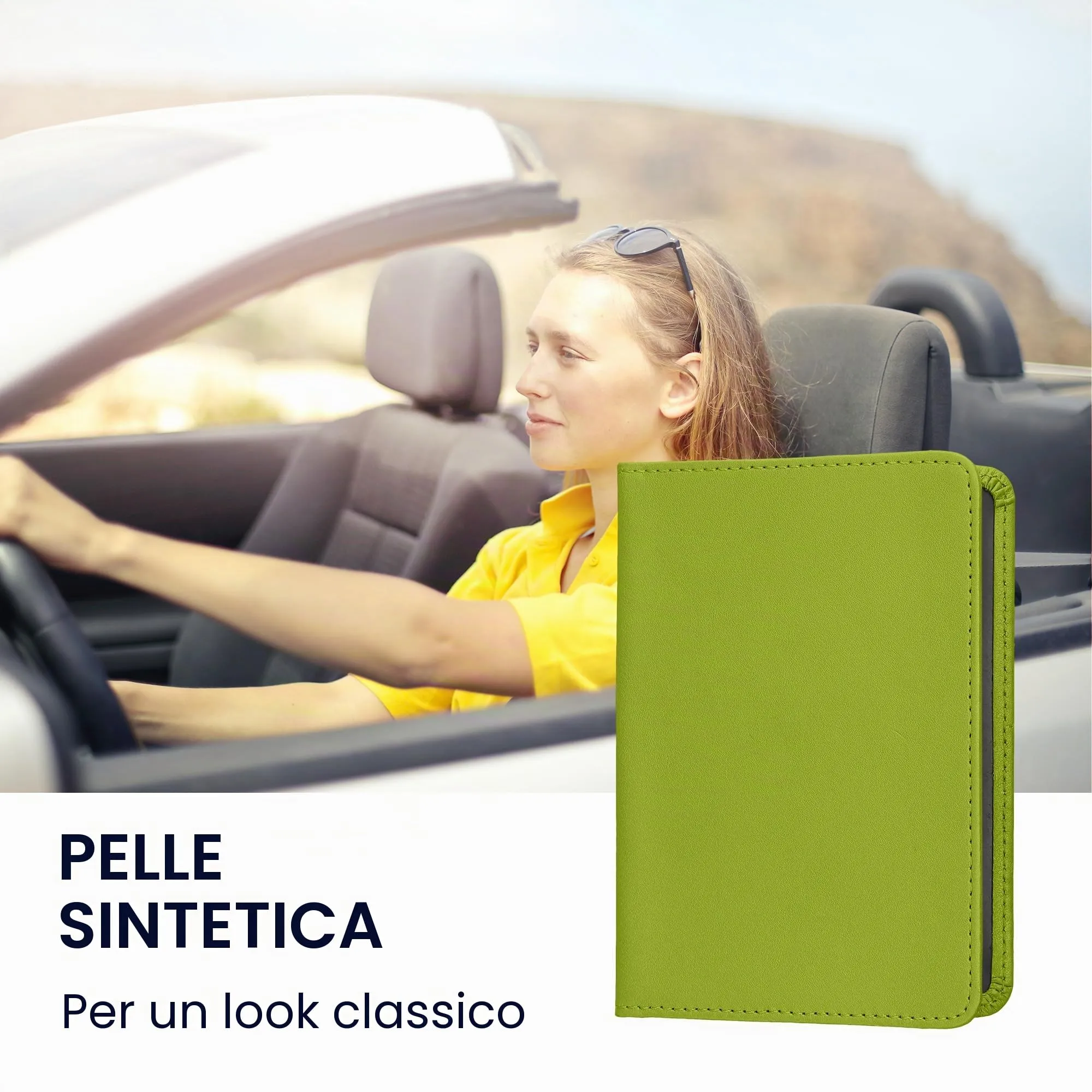 kwmobile Custodia in pelle PU per Libretto di Circolazione e Patente, Verde Lime - immagine 2