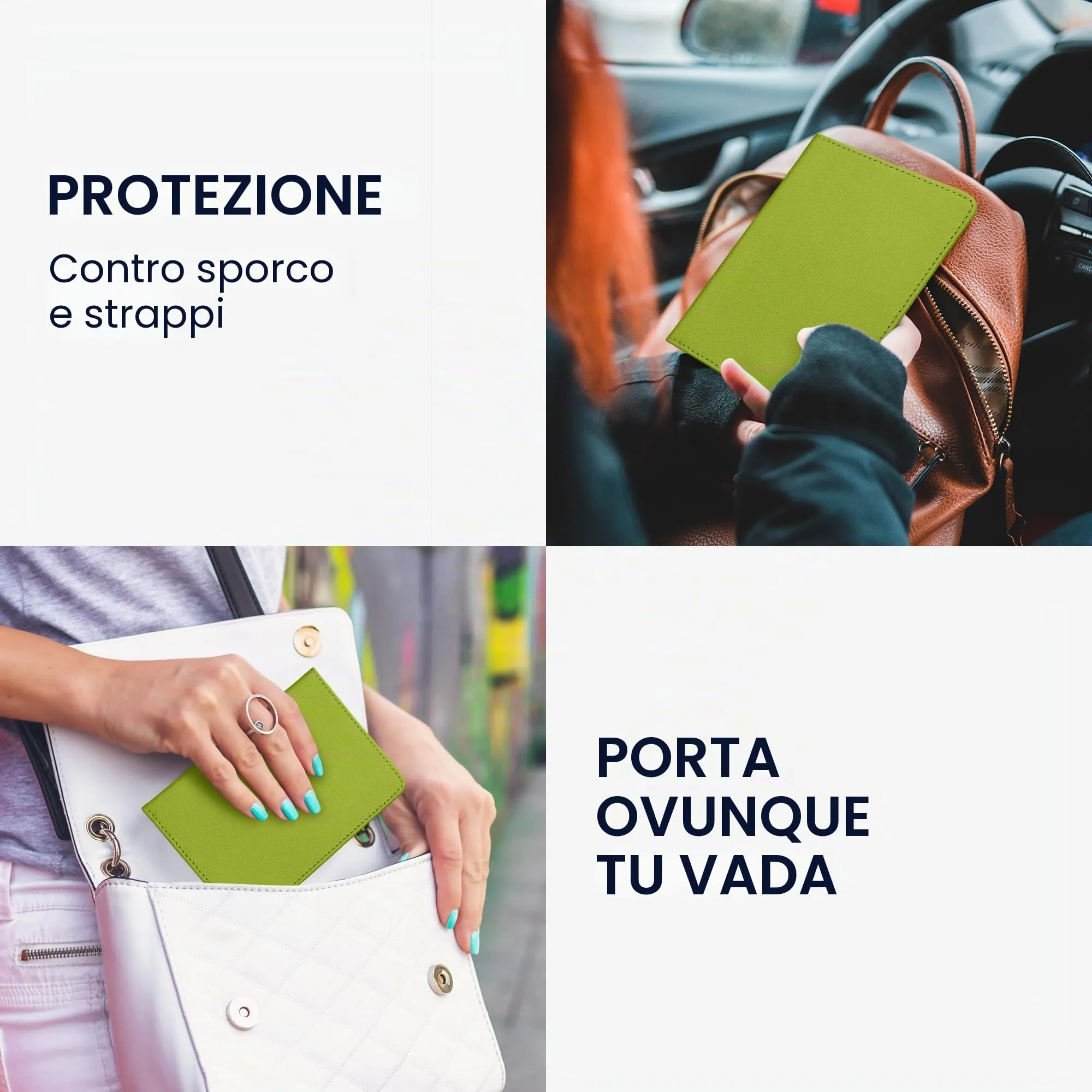 kwmobile Custodia in pelle PU per Libretto di Circolazione e Patente, Verde Lime - immagine 4