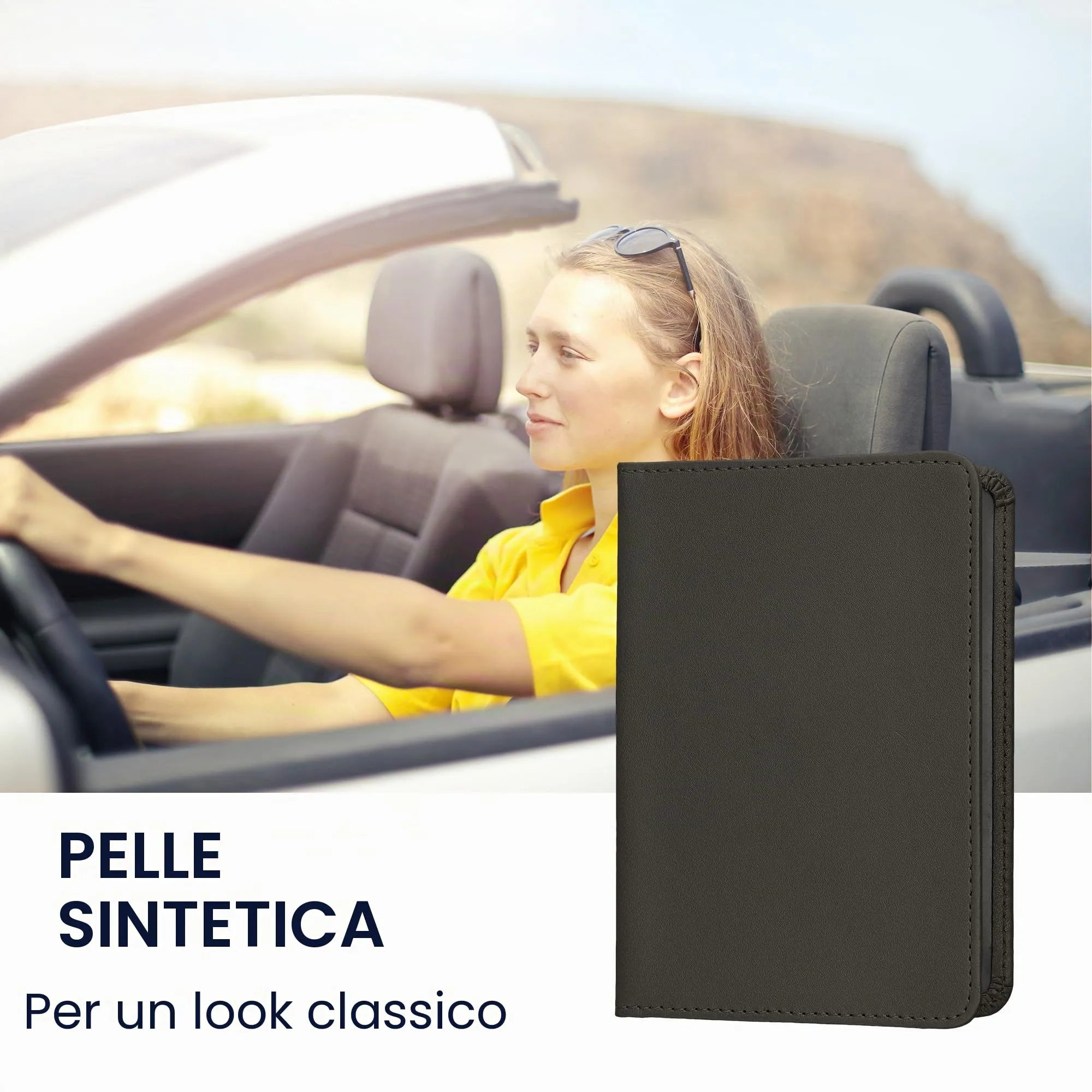 kwmobile Custodia in pelle PU per Libretto di Circolazione e Patente, Stone Dust - immagine 2