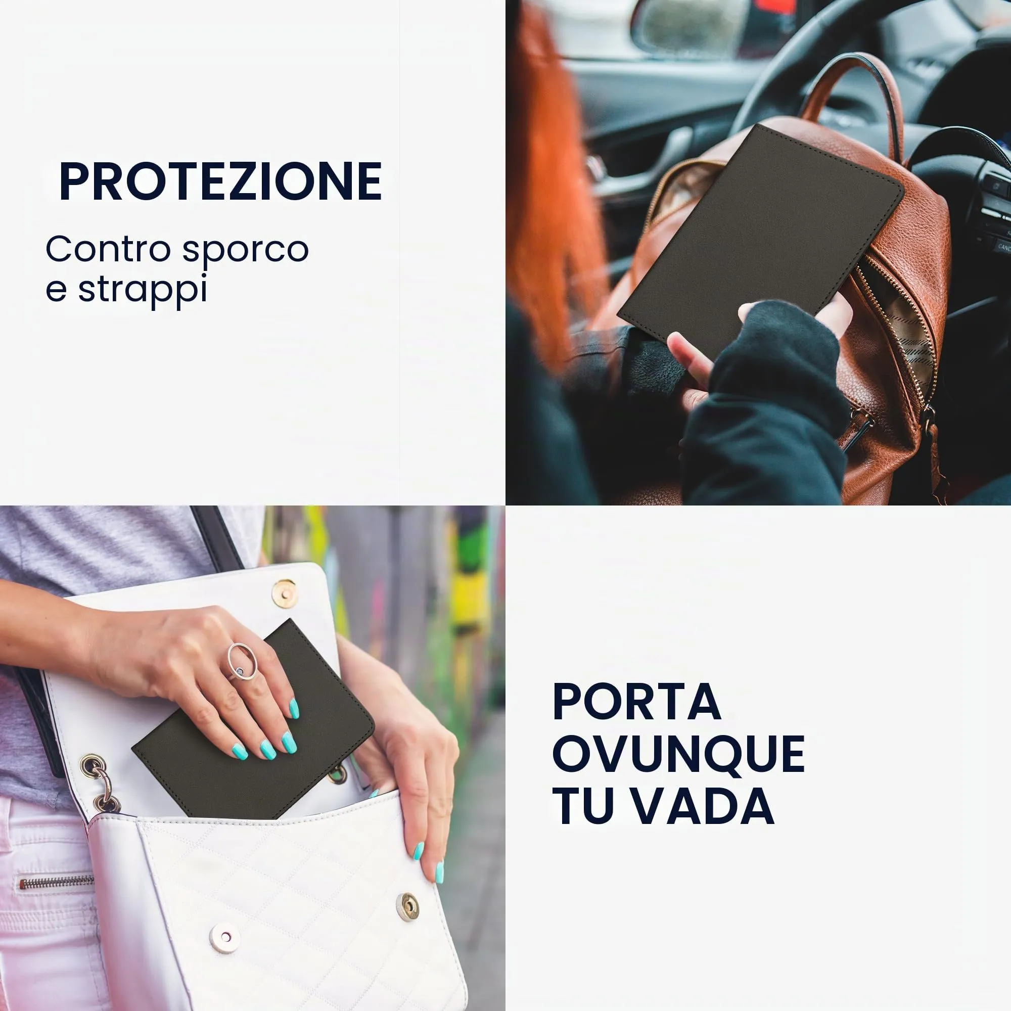 kwmobile Custodia in pelle PU per Libretto di Circolazione e Patente, Stone Dust - immagine 4