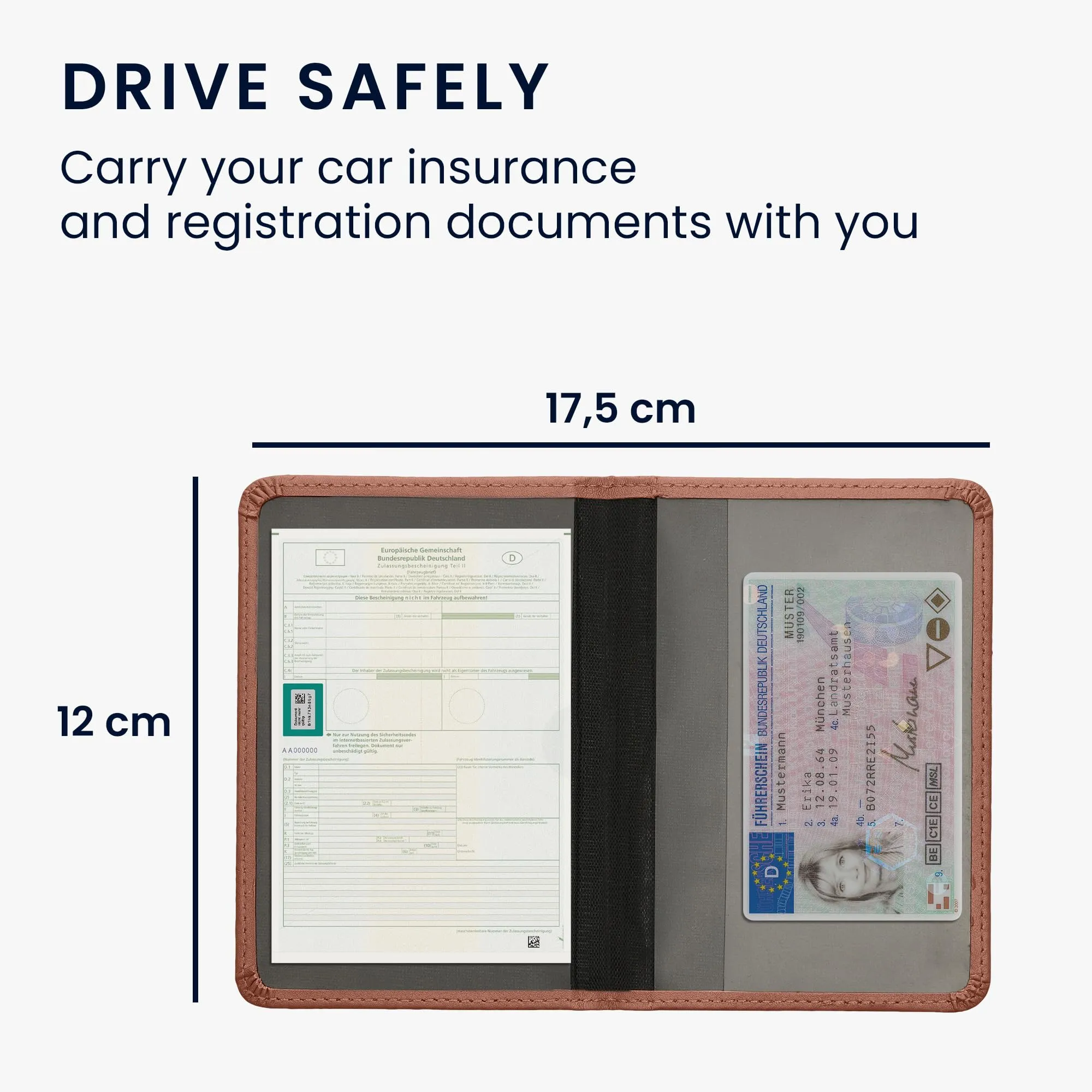 kwmobile Custodia in pelle PU per Libretto di Circolazione e Patente, rosa scuro - immagine 5