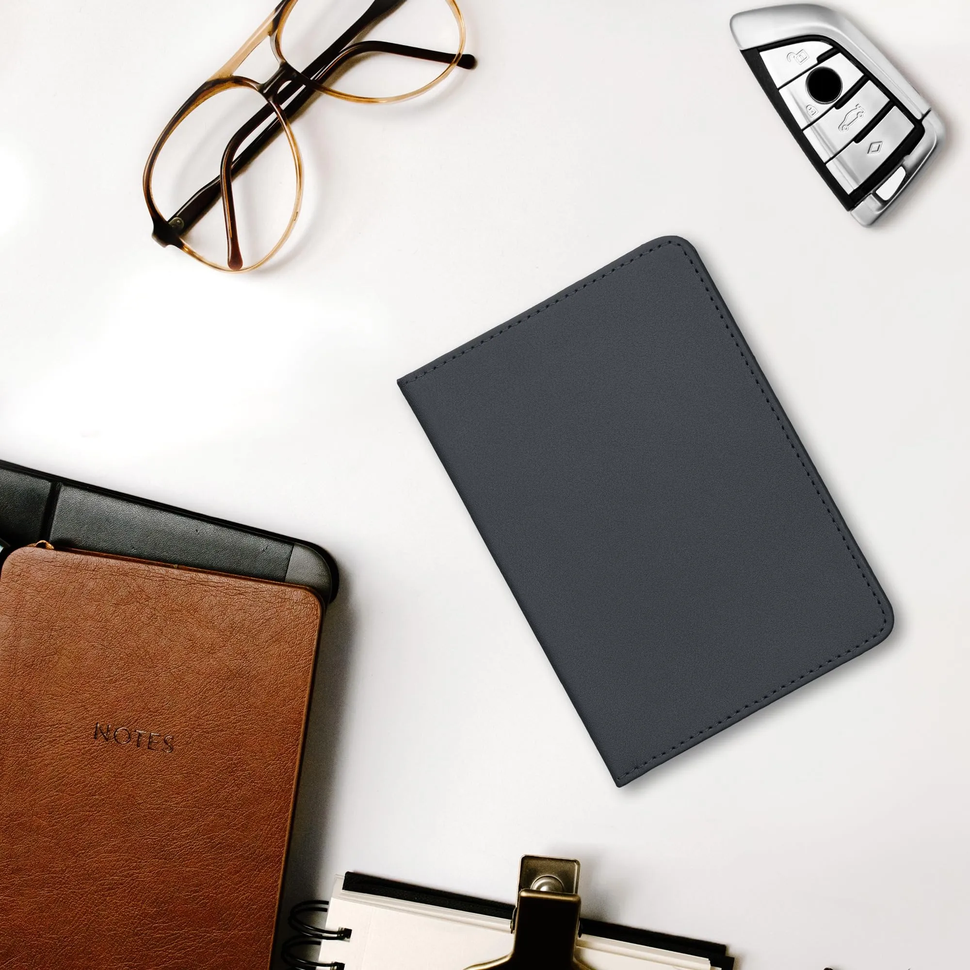 kwmobile Custodia in pelle PU per Libretto di Circolazione e Patente, Grigio Blu - immagine 3