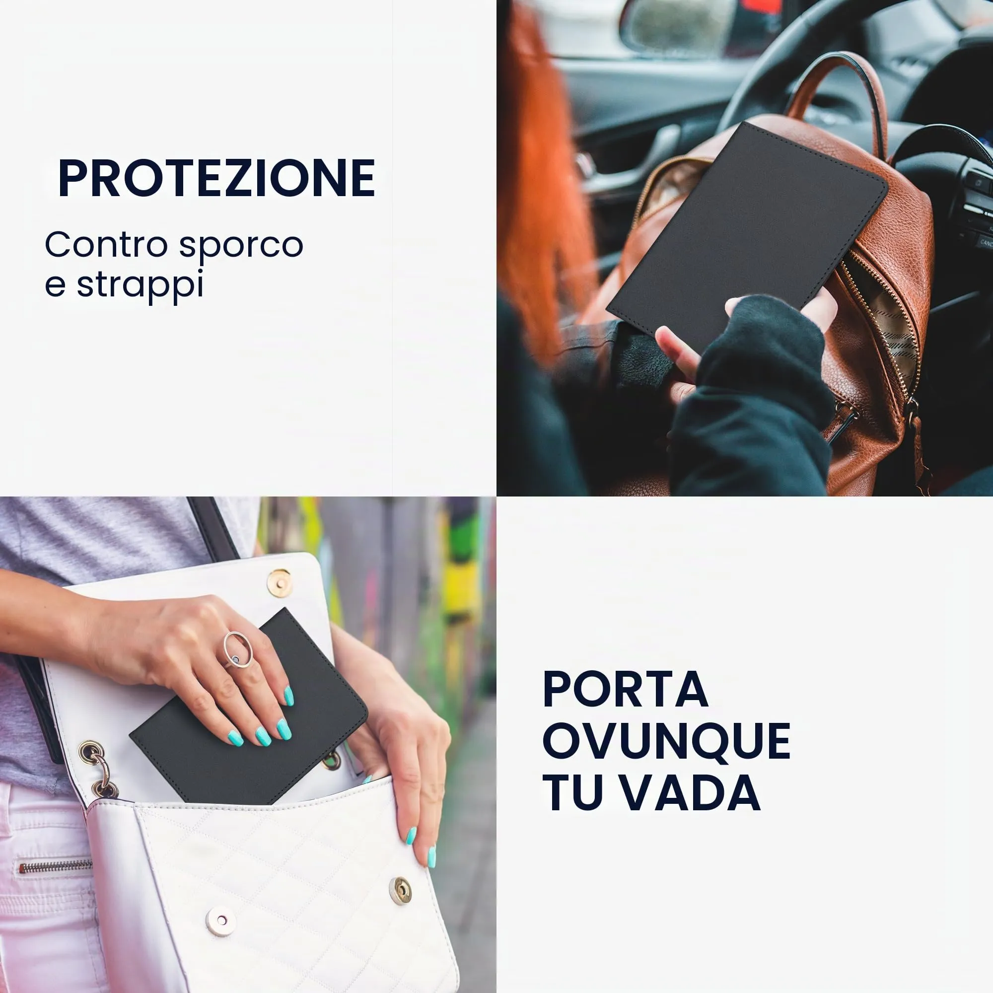 kwmobile Custodia in pelle PU per Libretto di Circolazione e Patente, Grigio Blu - immagine 4