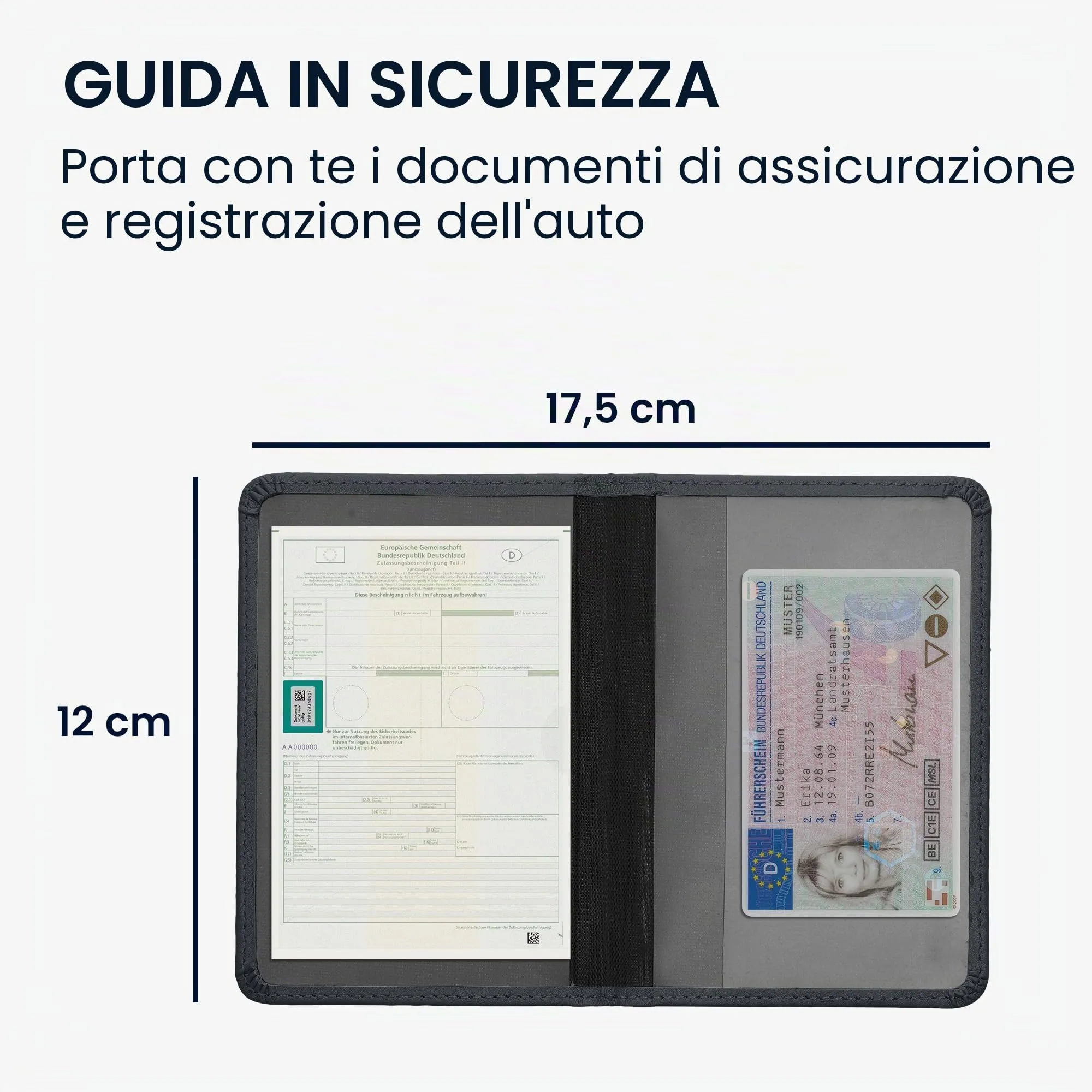 kwmobile Custodia in pelle PU per Libretto di Circolazione e Patente, Grigio Blu - immagine 5