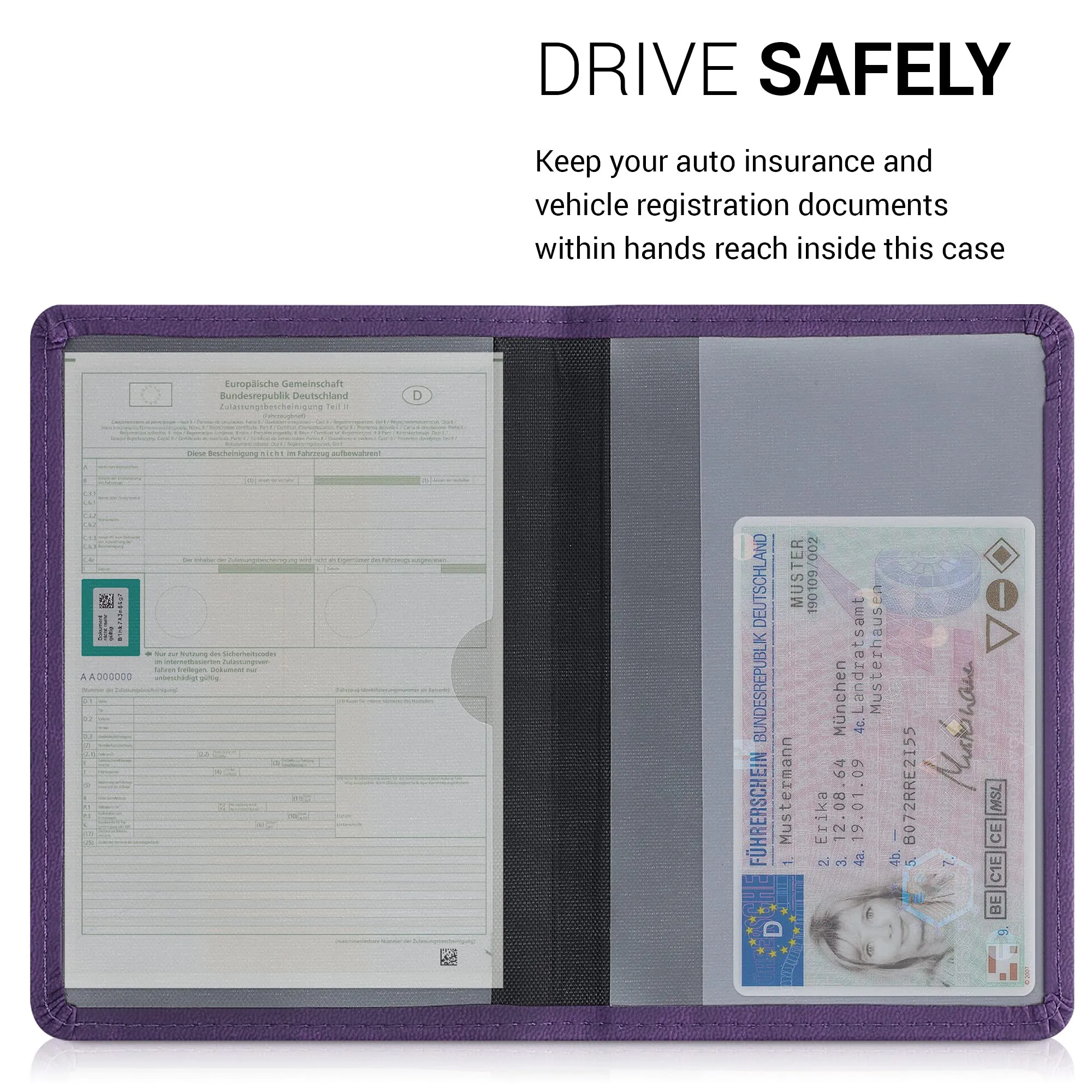 kwmobile Custodia in Pelle PU per Libretto di Circolazione e Patente, Viola - immagine 3