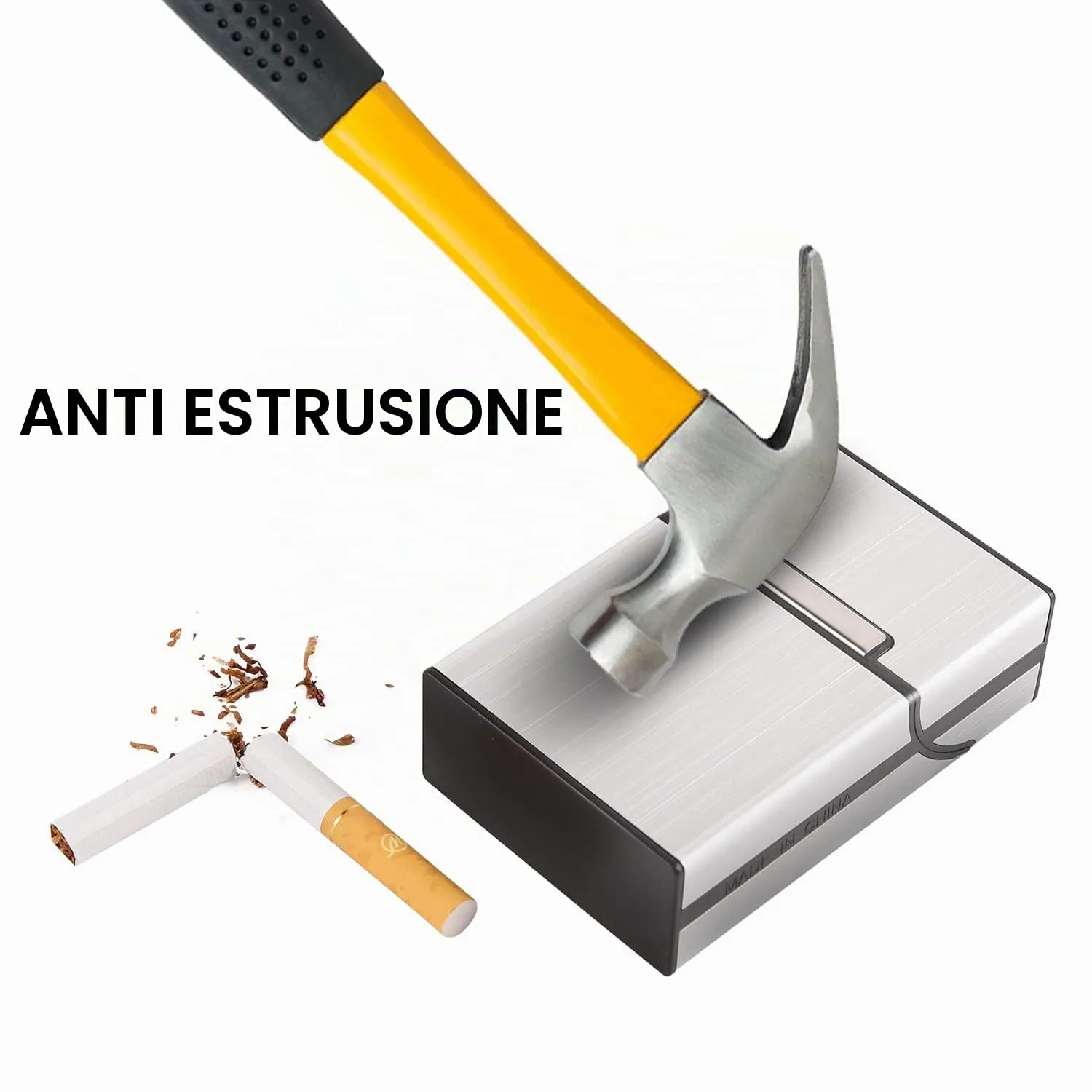 Sgehai Lot di 3 astucci portasigarette in alluminio con chiusura magnetica, grigio - immagine 2