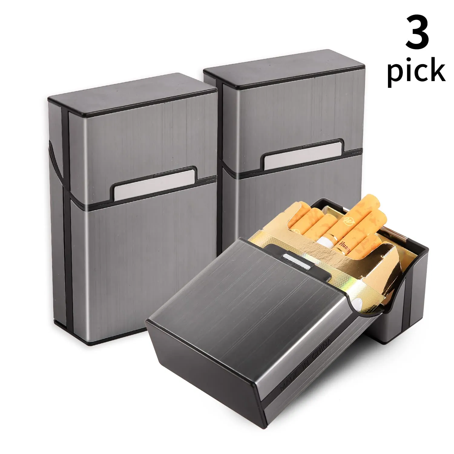 Sgehai Portasigarette in Alluminio con Chiusura Magnetica, per 20 Pezzi (Set da 2) - immagine 4