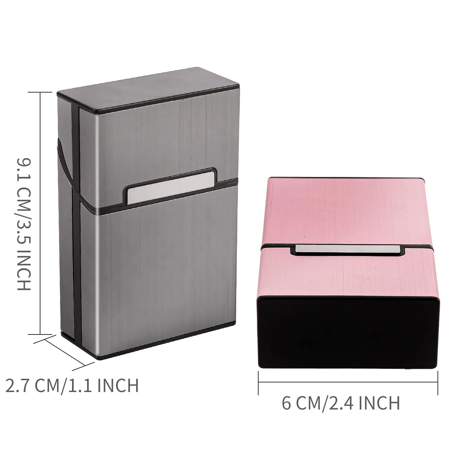 Sgehai Portasigarette in Alluminio con Chiusura Magnetica, per 20 Pezzi (Set da 2) - immagine 7