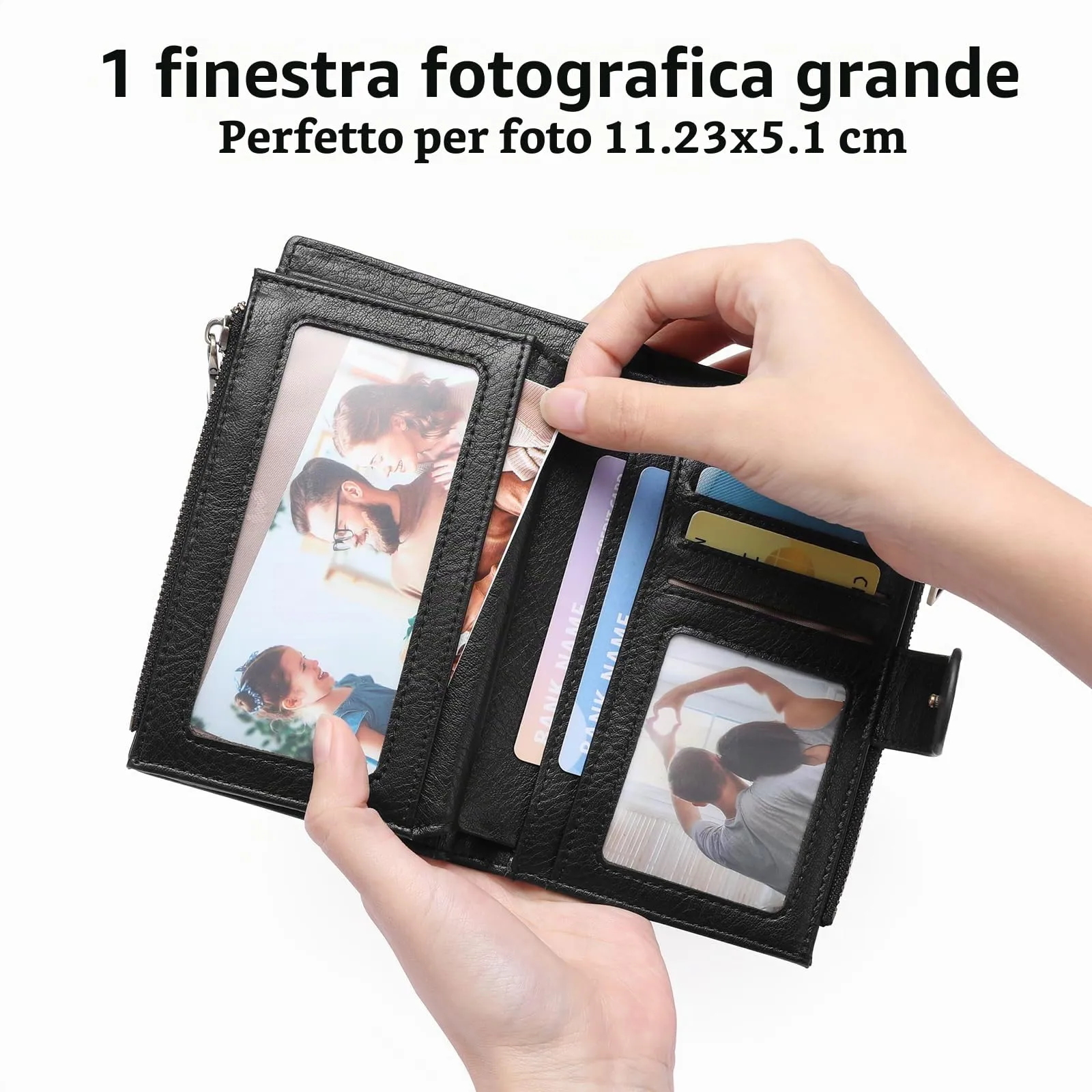 GOIACII Portafoglio da Donna in Pelle con Blocco RFID, 18 Slot per Carte e Tasca Portamonete con Doppia Cerniera - immagine 4