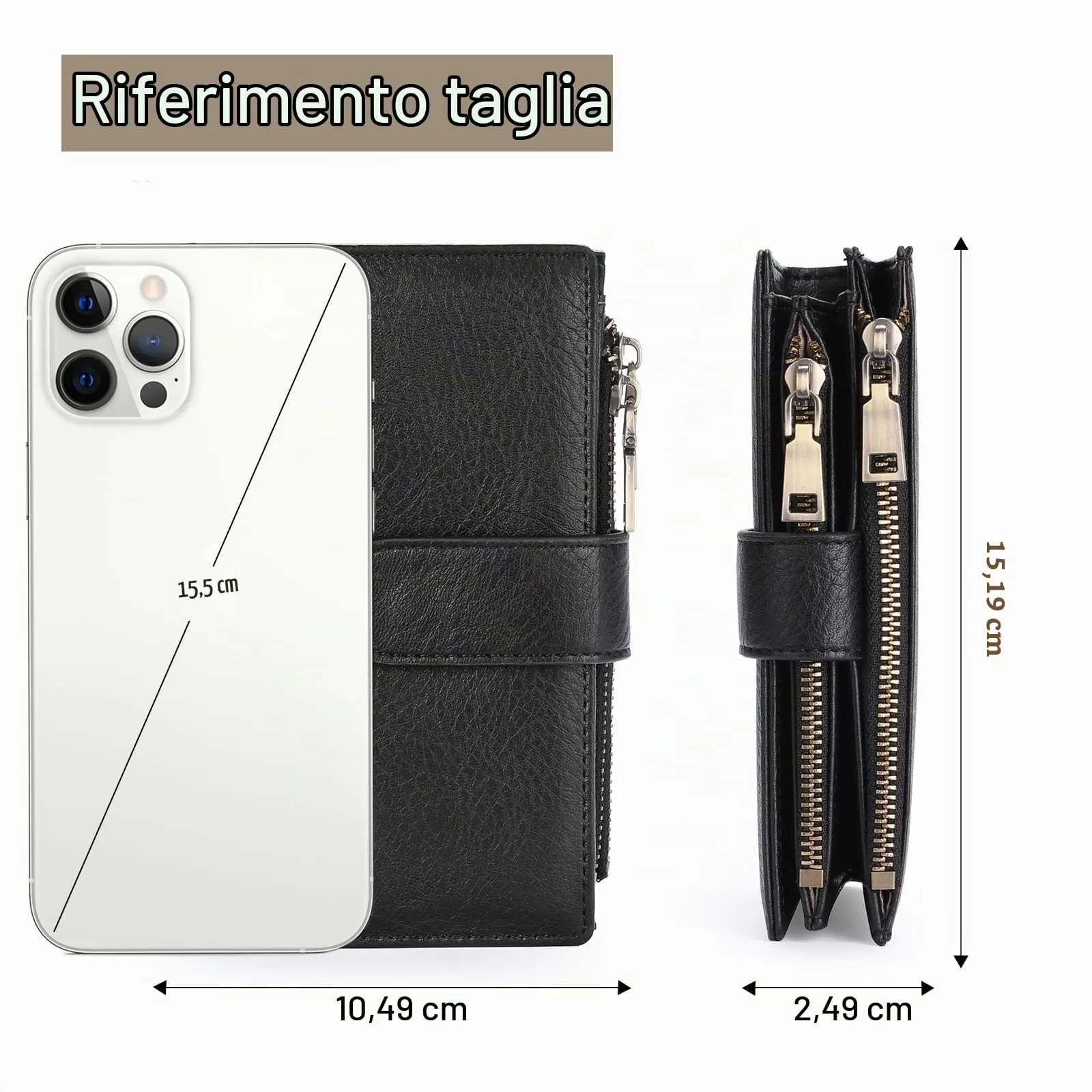 GOIACII Portafoglio da Donna in Pelle con Blocco RFID, 18 Slot per Carte e Tasca Portamonete con Doppia Cerniera - immagine 6