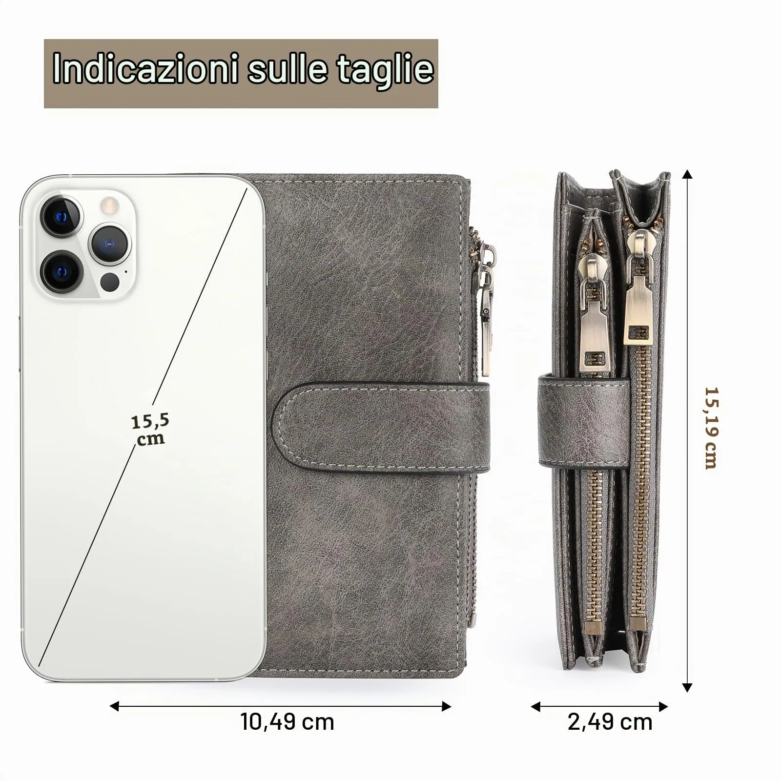 GOIACII Portafoglio da Donna in Pelle con Blocco RFID, 18 Slot per Carte e Tasca Portamonete con Doppia Cerniera - immagine 6