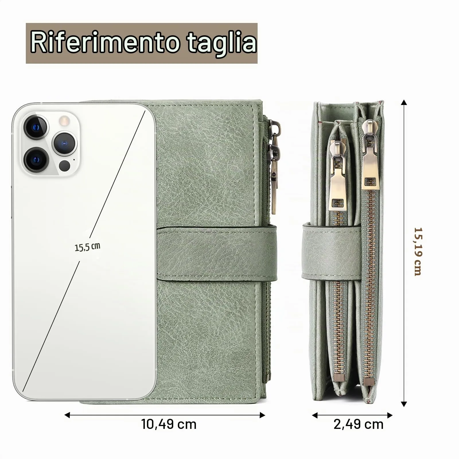 GOIACII Portafoglio da Donna in Pelle con Blocco RFID, 18 Slot per Carte e Doppia Cerniera, Medio - immagine 6