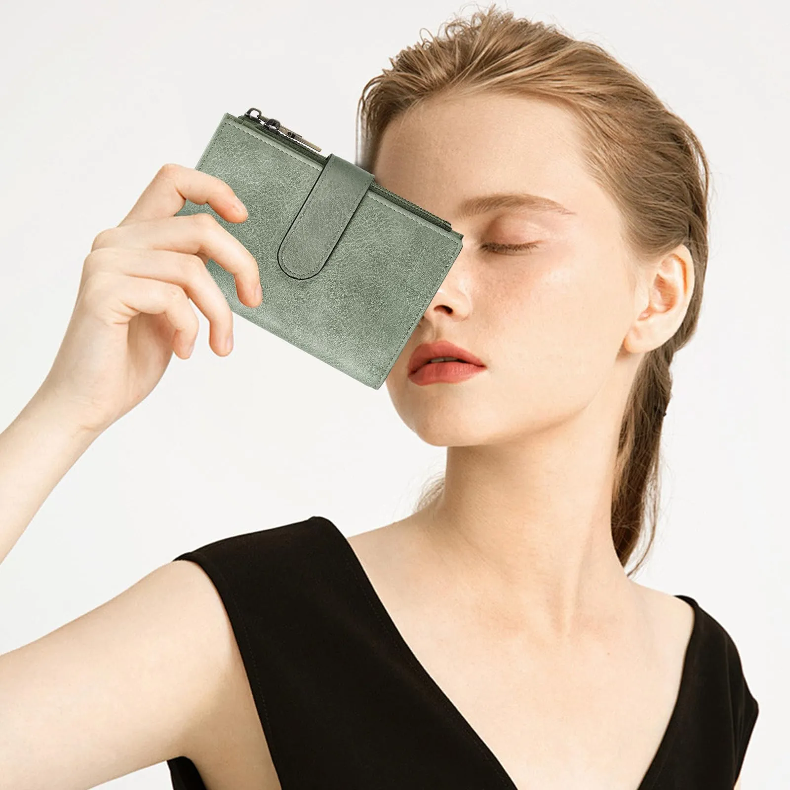 GOIACII Portafoglio da Donna in Pelle con Blocco RFID, 18 Slot per Carte e Doppia Cerniera, Medio - immagine 9