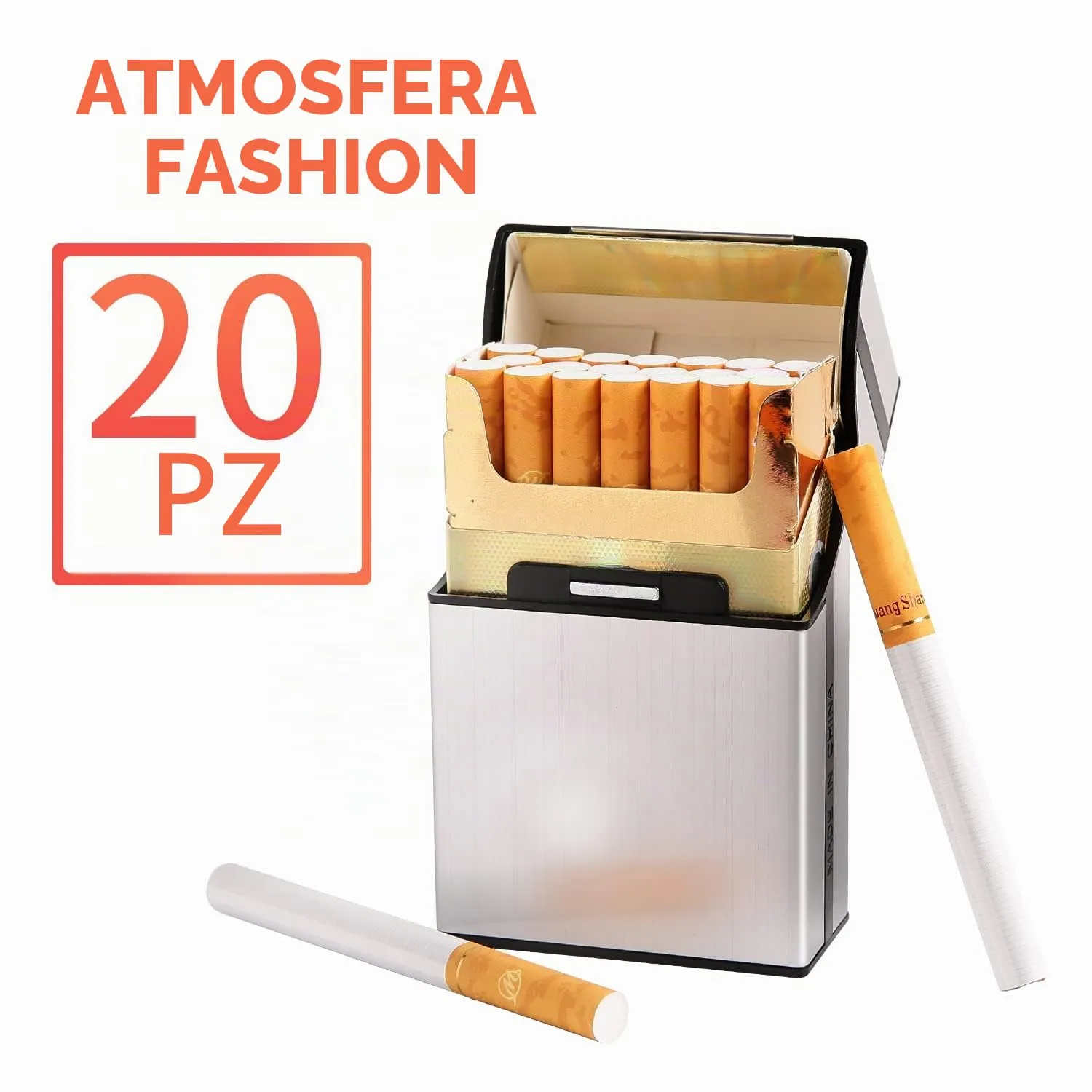 Sgehai Portasigarette in Alluminio con Chiusura Magnetica per 20 Pezzi, Grigio (Set da 2) - immagine 6