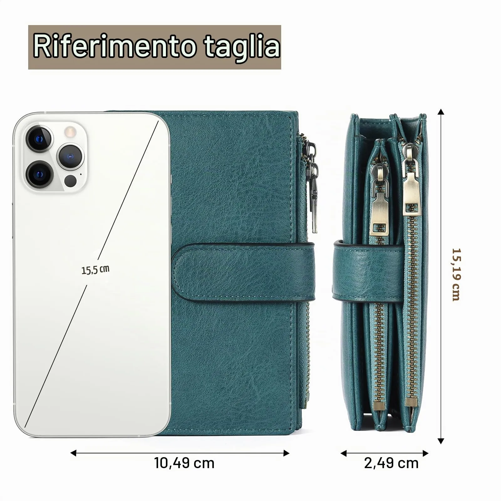 GOIACII Portafoglio da Donna in Pelle con Blocco RFID, 18 Slot per Carte e Tasca Portamonete con Doppia Cerniera - immagine 6