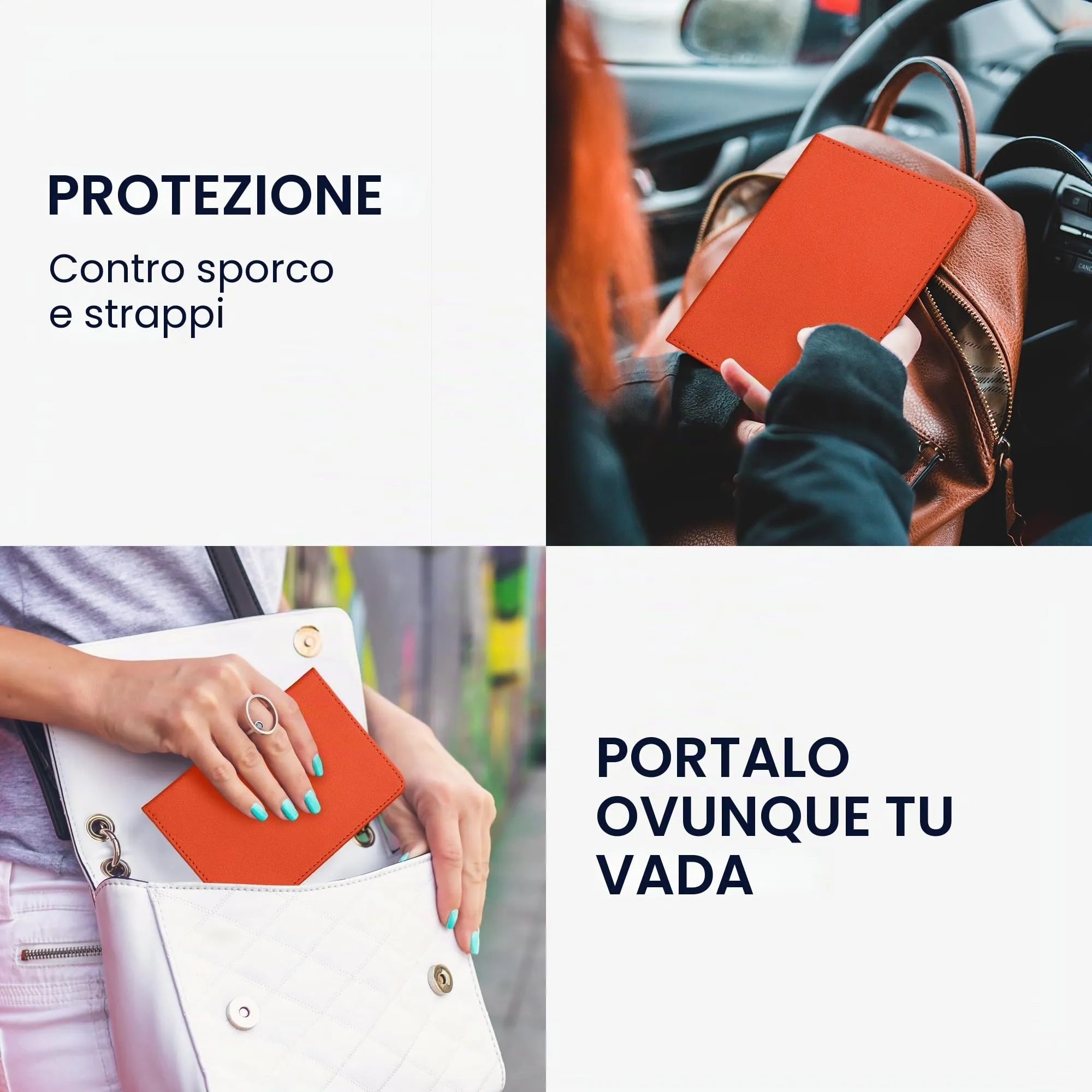 kwmobile Custodia in pelle PU per Libretto di Circolazione e Patente, Arancia Fruttata - immagine 4